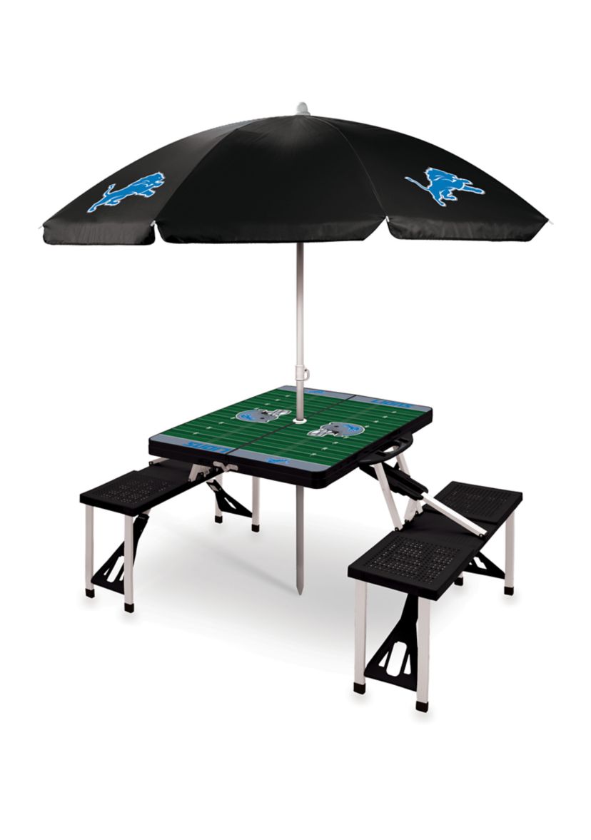 NFL Detroit Lions Picnic Table Sport Portable Folding Table with Seats & Umbrella - NFL Only