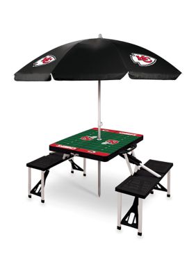 Oniva NFL Kansas City Chiefs Picnic Table Sport Portable Folding Table with Seats & Umbrella - NFL Only, Black -  0099967318884