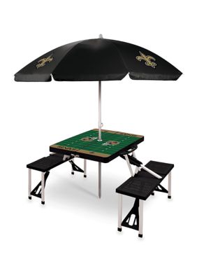 Oniva NFL New Orleans Saints Picnic Table Sport Portable Folding Table with Seats & Umbrella - NFL Only, Black