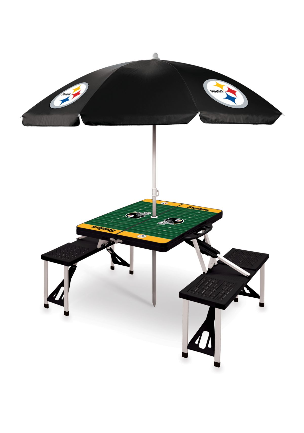 NFL Pittsburgh Steelers Picnic Table Sport Portable Folding Table with Seats & Umbrella - NFL Only