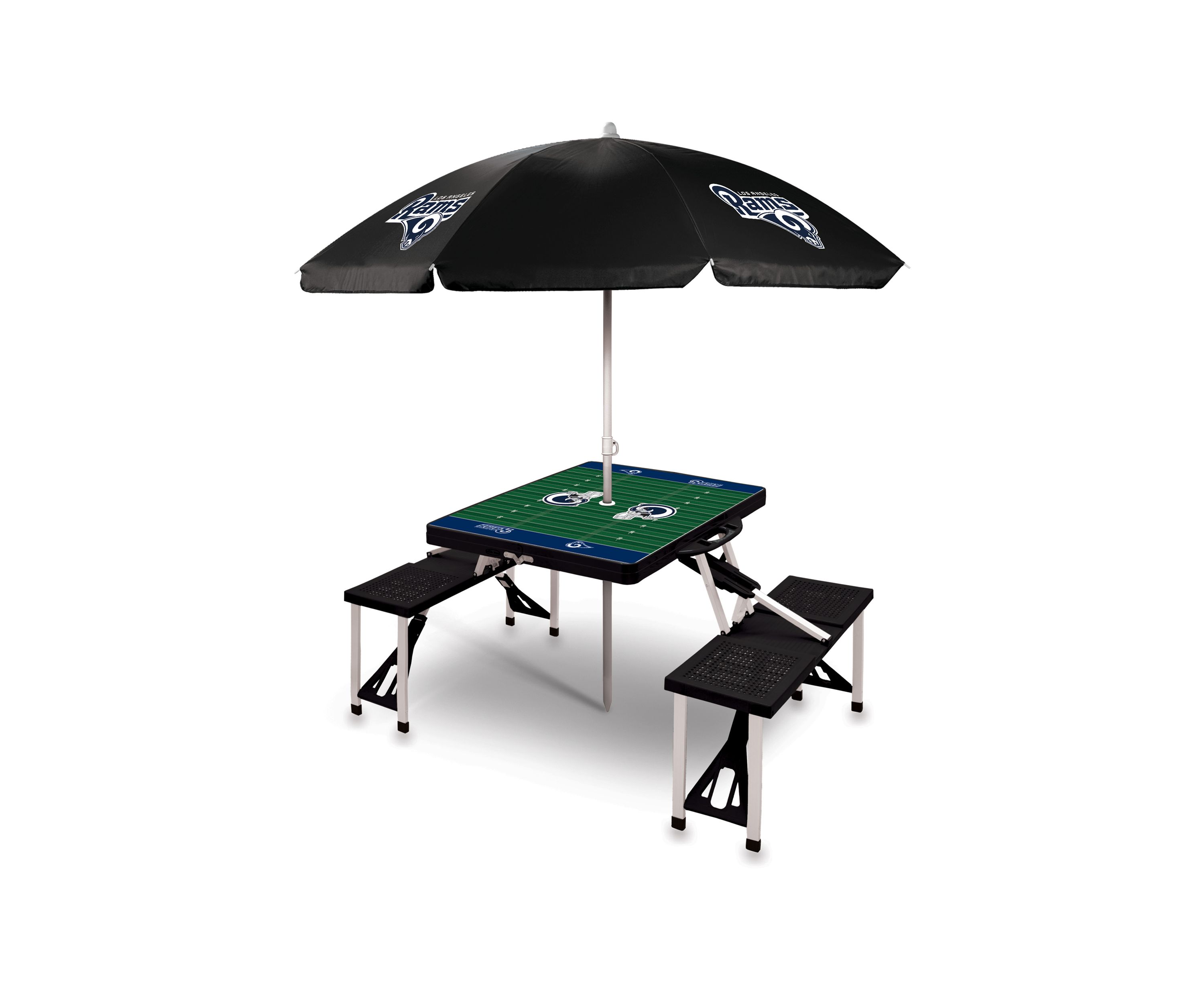 NFL Los Angeles Rams Picnic Table Sport Portable Folding Table with Seats & Umbrella - NFL Only