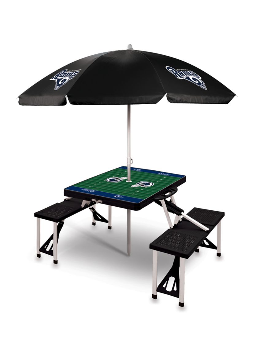 NFL Los Angeles Rams Picnic Table Sport Portable Folding Table with Seats & Umbrella - NFL Only