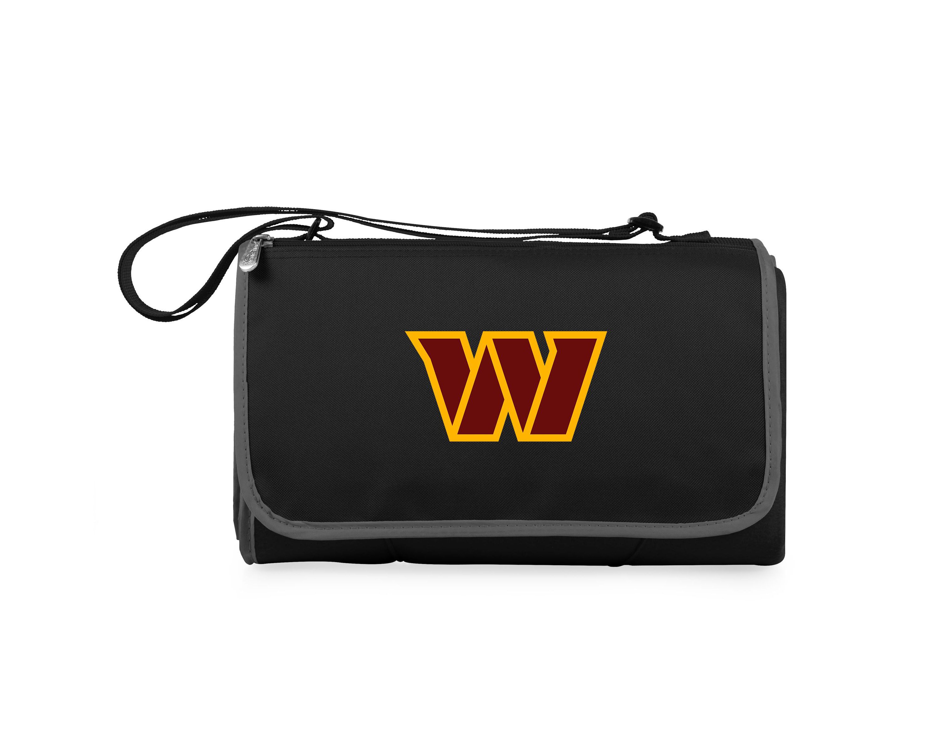 Washington Commanders - Blanket Tote Outdoor Picnic Blanket, (Black with Black Exterior)