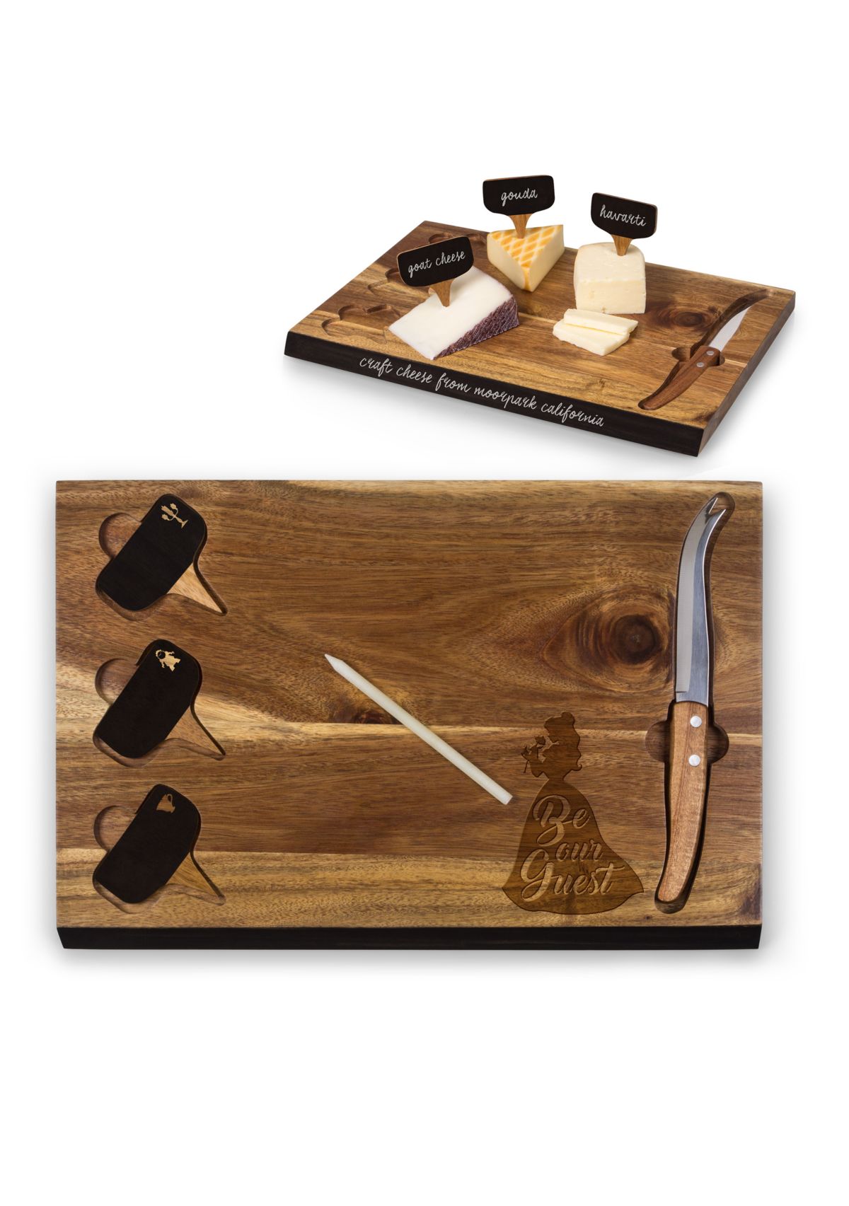 Beauty & the Beast - Delio Acacia Cheese Board & Tools Set by Picnic Time (Acacia)