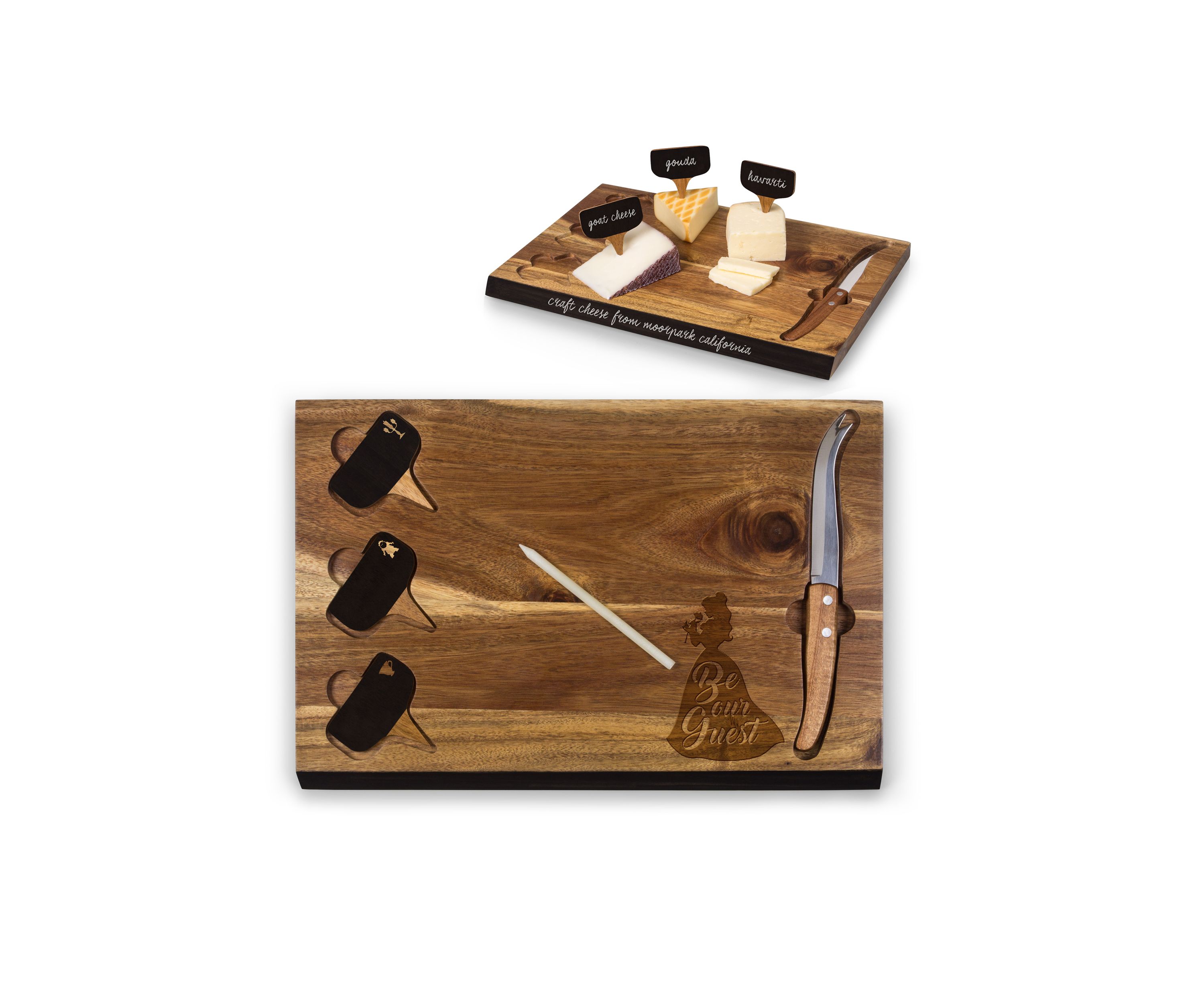 Beauty & the Beast - Delio Acacia Cheese Board & Tools Set by Picnic Time (Acacia)