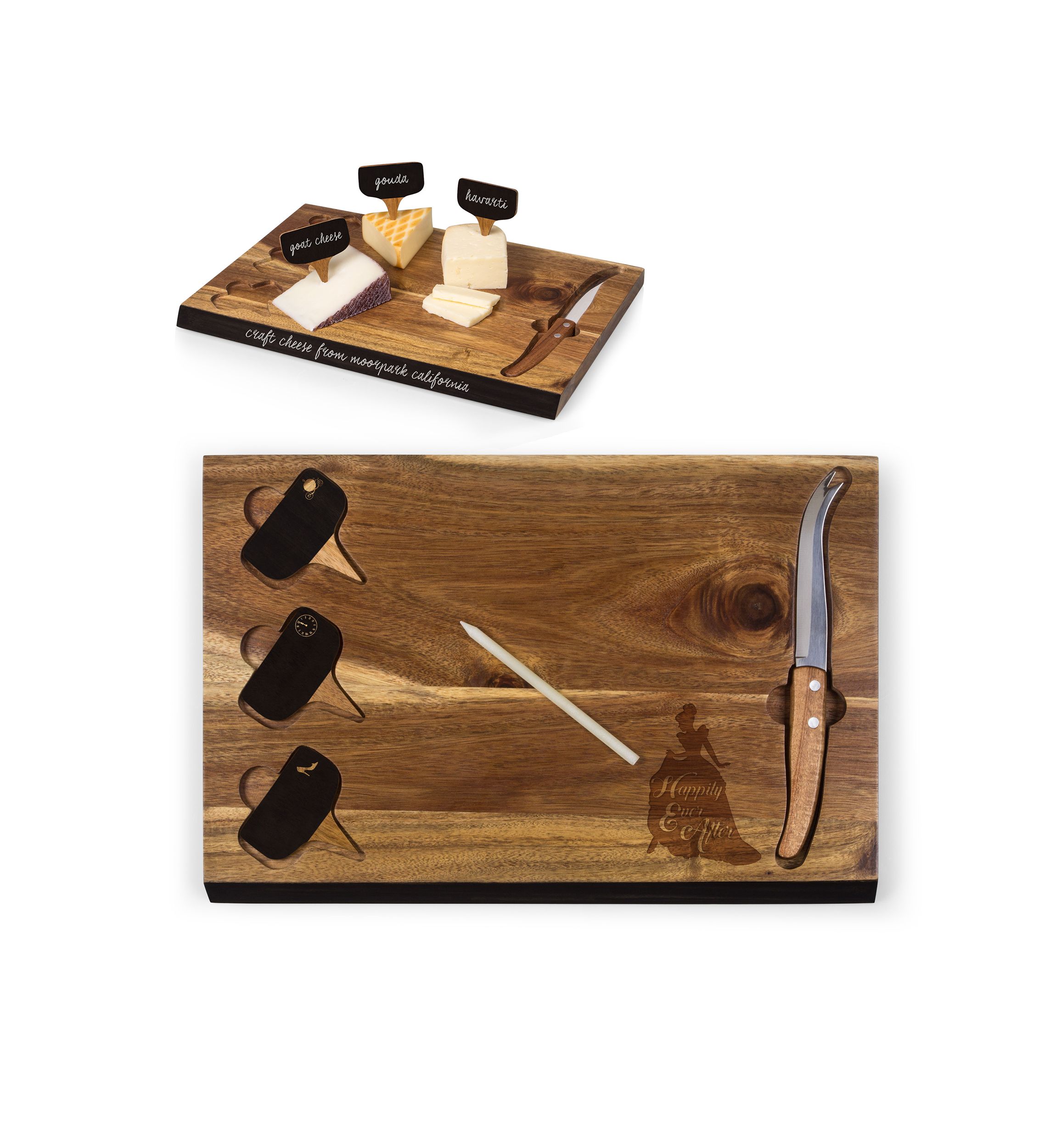 Cinderella - Delio Acacia Cheese Board & Tools Set by Picnic Time (Acacia)