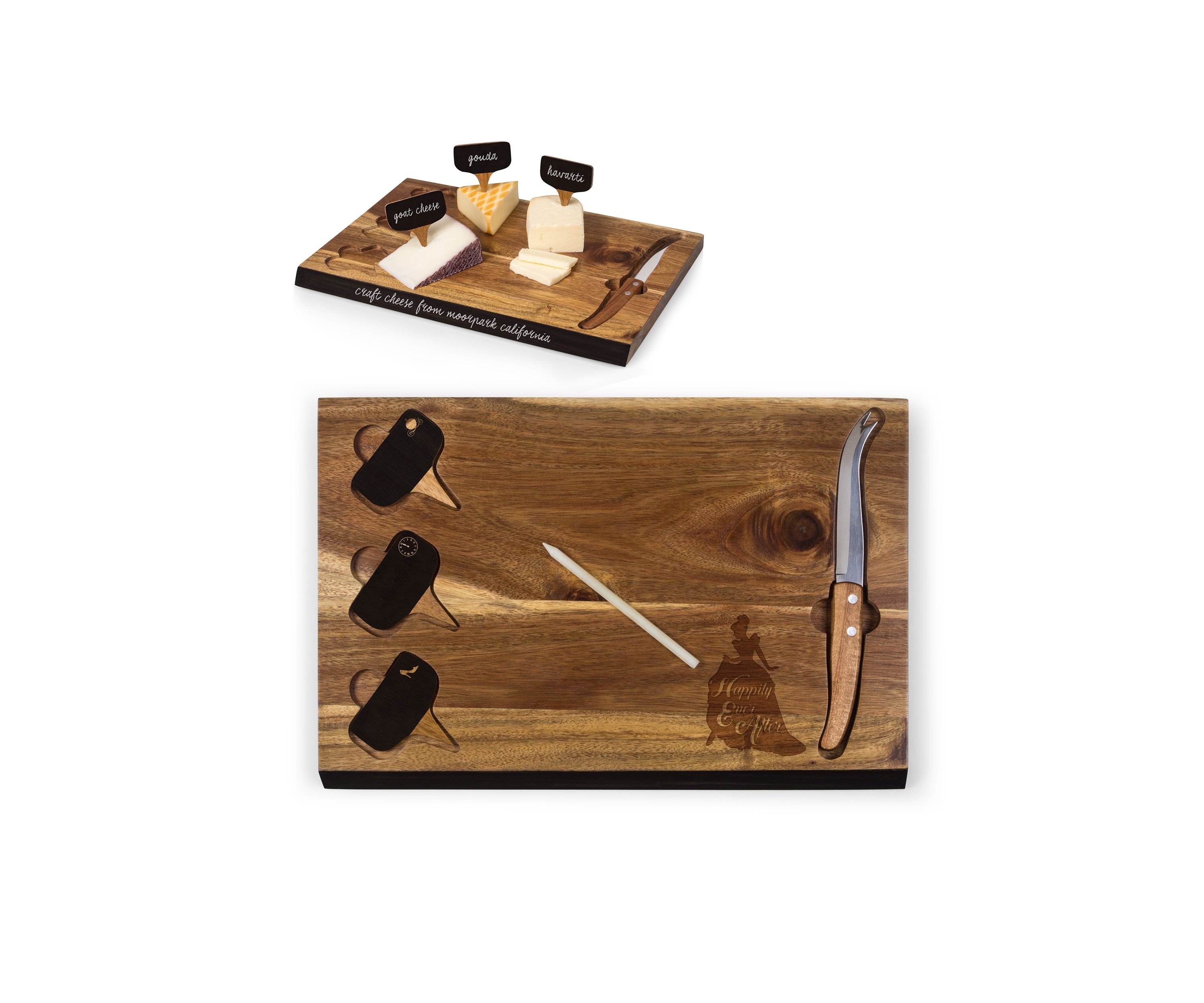 Cinderella - Delio Acacia Cheese Board & Tools Set by Picnic Time (Acacia)