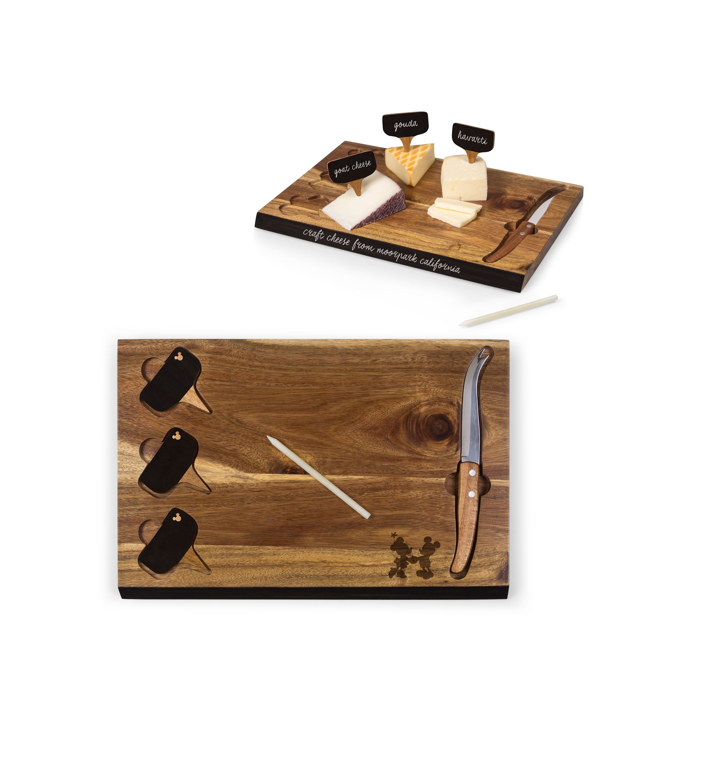 Mickey and Minnie Mouse - Delio Acacia Cheese Board and Tools Set