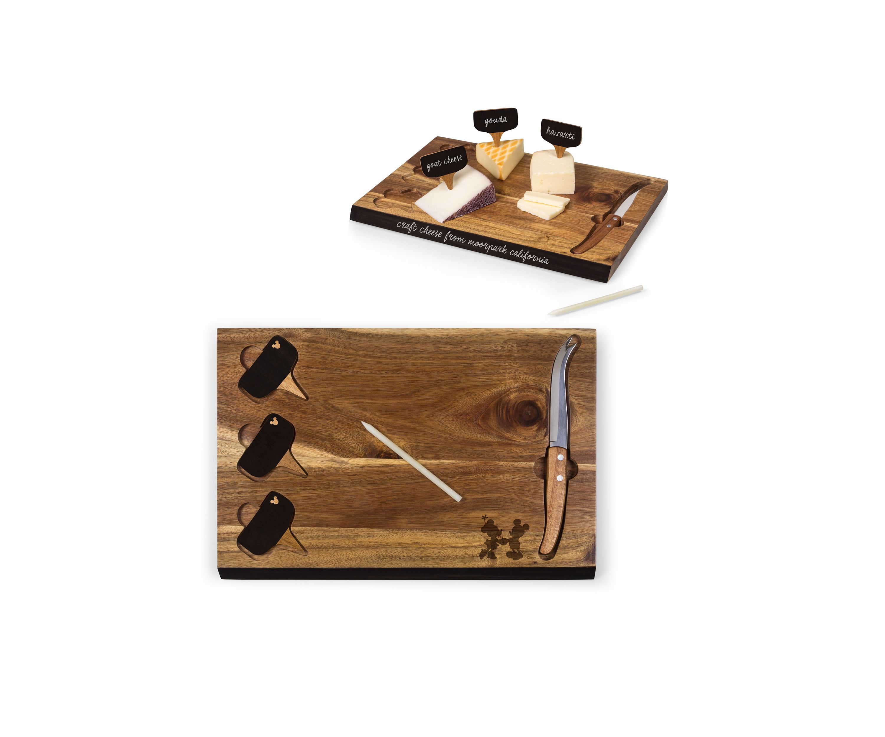 Mickey and Minnie Mouse - Delio Acacia Cheese Board and Tools Set