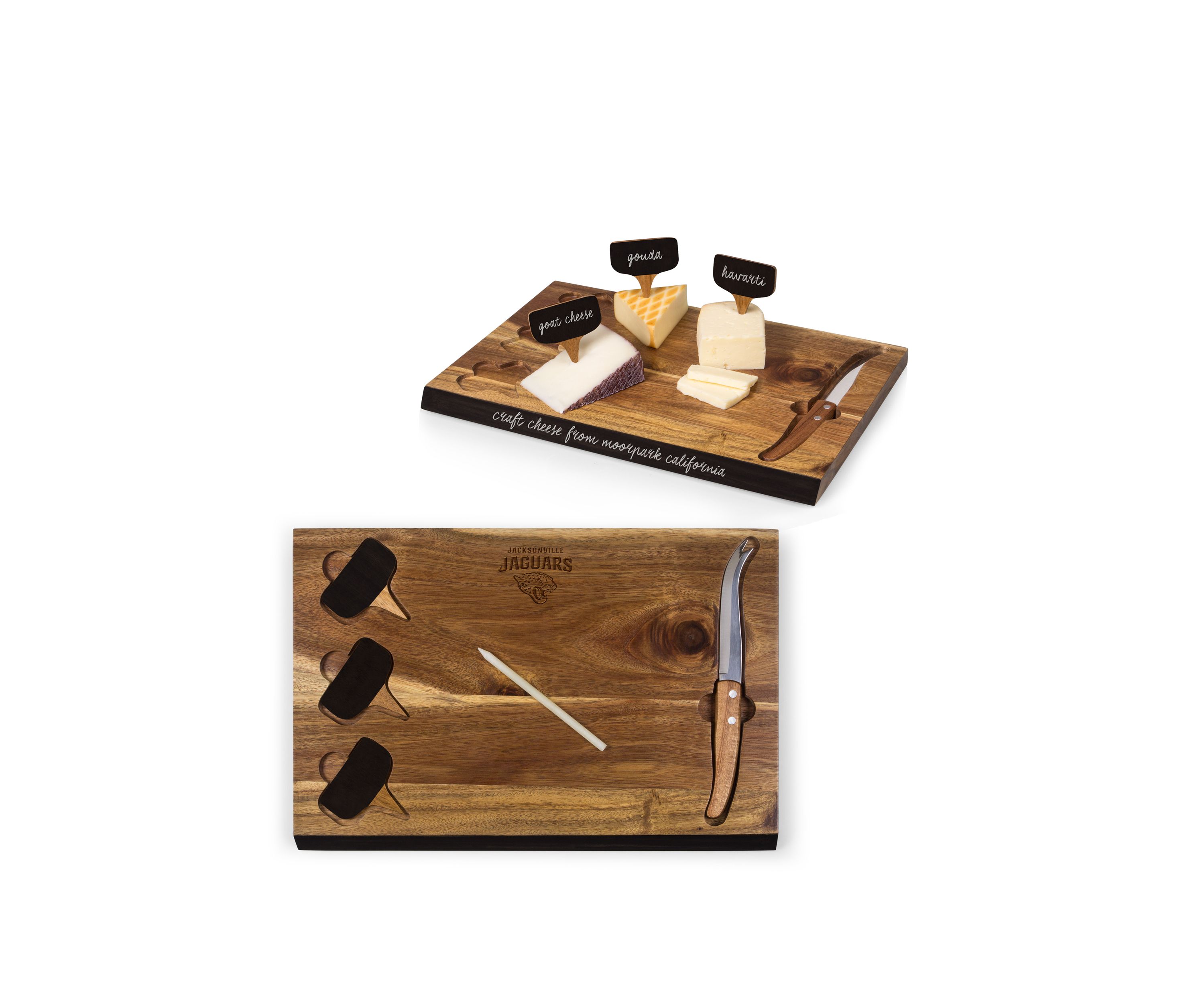 NFL Jacksonville Jaguars Delio Acacia Cheese Cutting Board & Tools Set