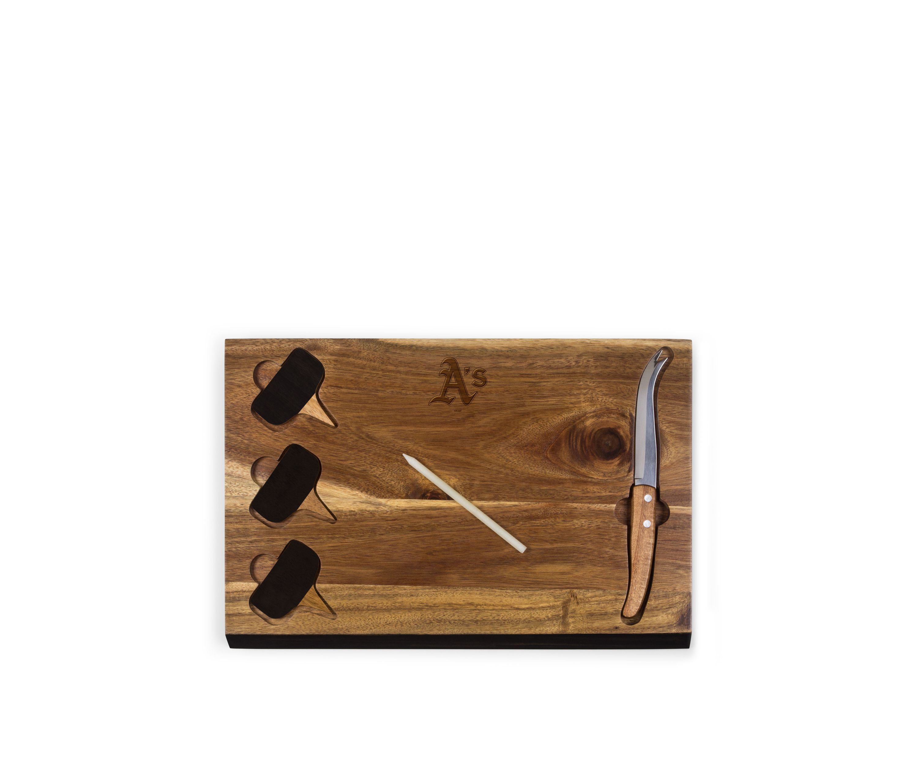 MLB Oakland Athletics Delio Acacia Cheese Cutting Board & Tools Set