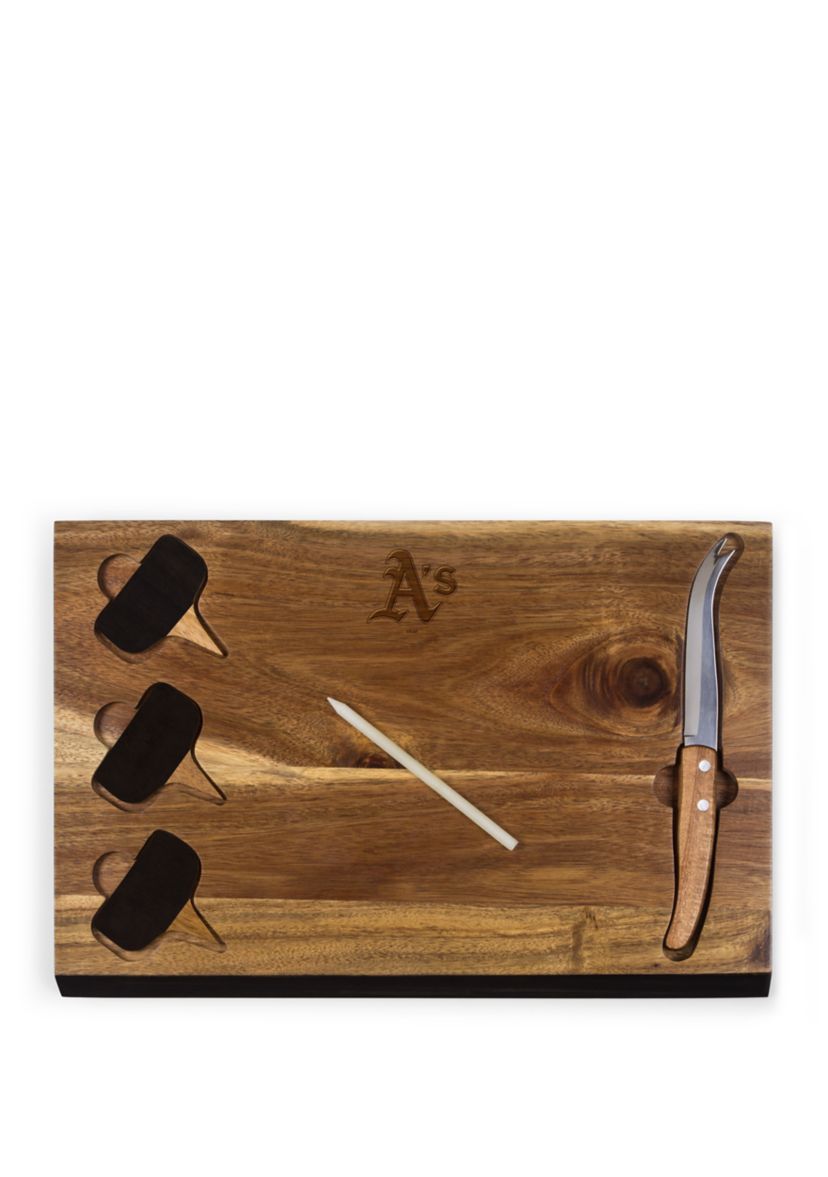 MLB Oakland Athletics Delio Acacia Cheese Cutting Board & Tools Set
