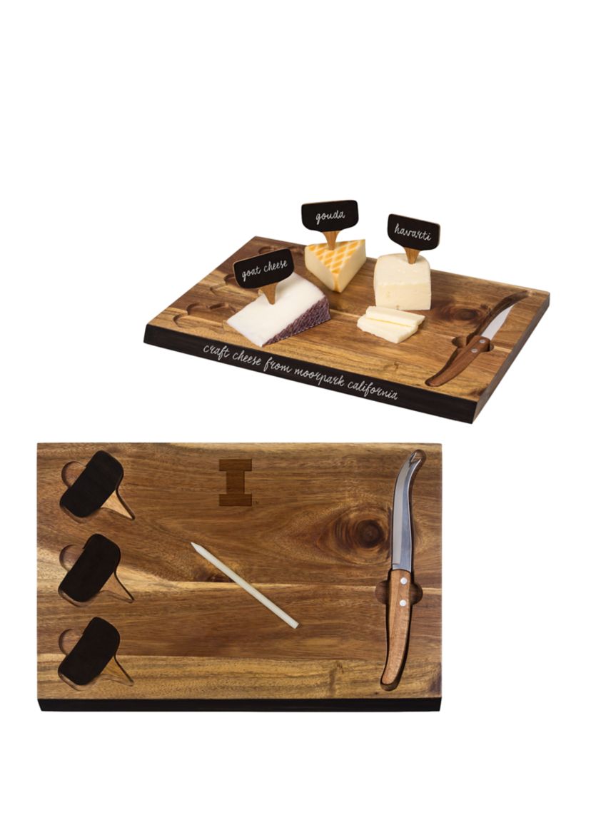 NCAA Illinois Fighting Illini Delio Acacia Cheese Cutting Board and Tools Set