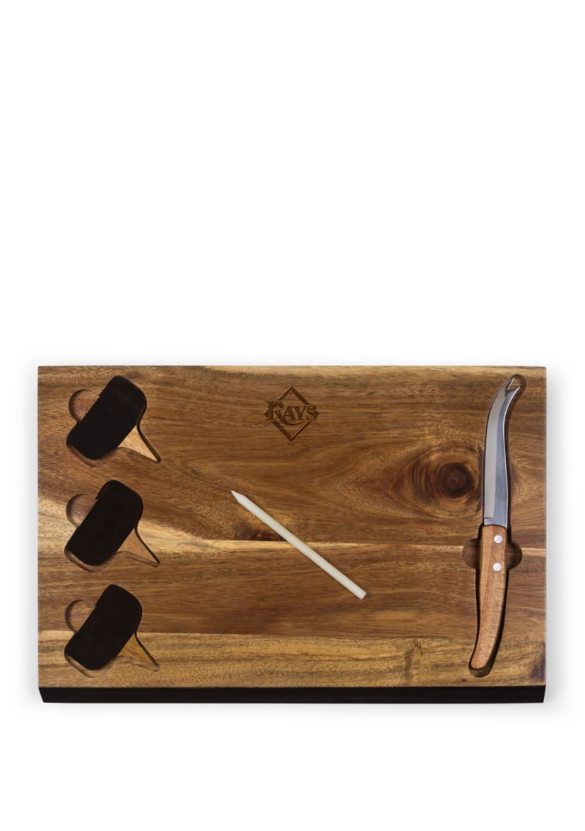 MLB Tampa Bay Rays Delio Acacia Cheese Cutting Board & Tools Set