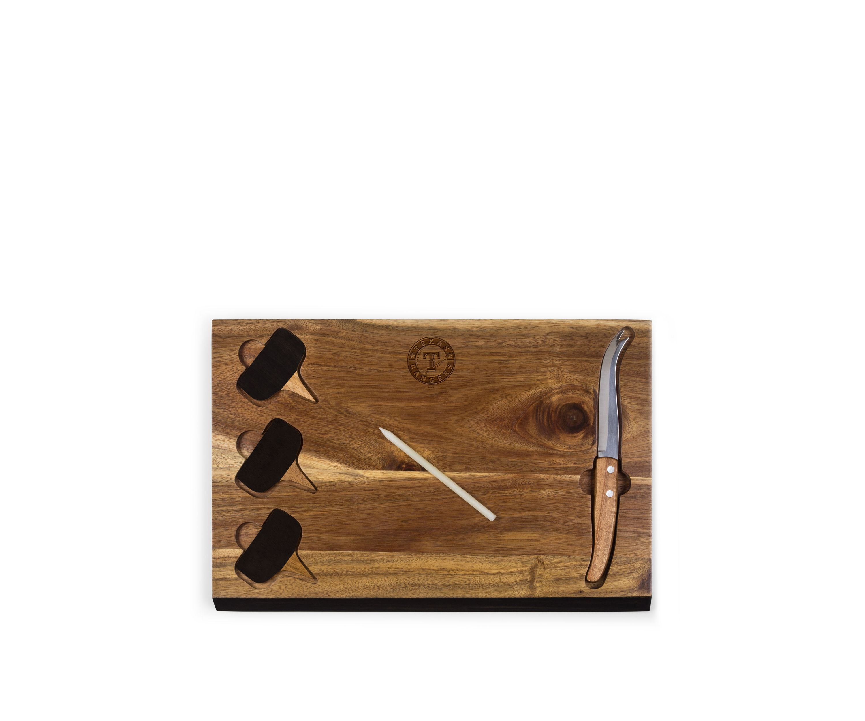 MLB Texas Rangers Delio Acacia Cheese Cutting Board & Tools Set