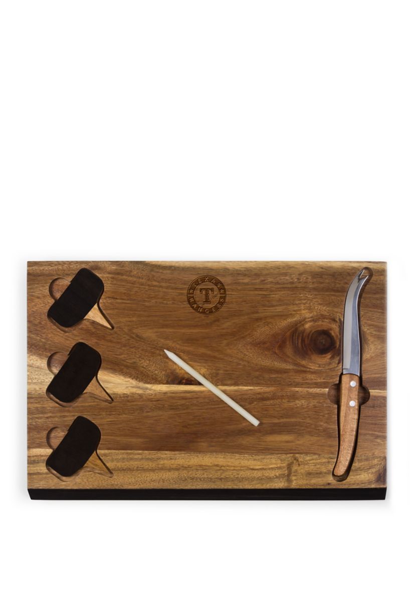 MLB Texas Rangers Delio Acacia Cheese Cutting Board & Tools Set