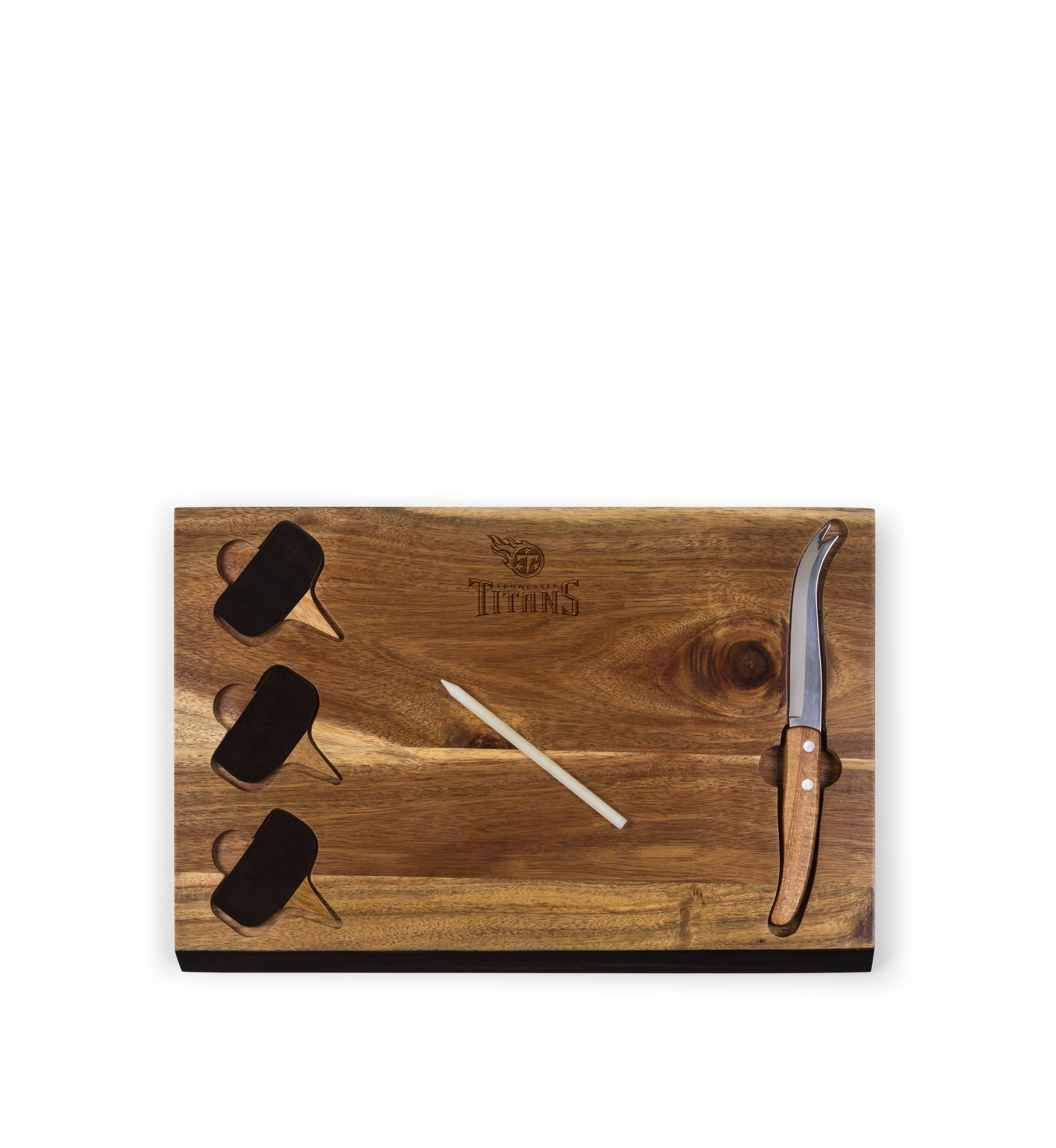 NFL Tennessee Titans Delio Acacia Cheese Cutting Board and Tools Set