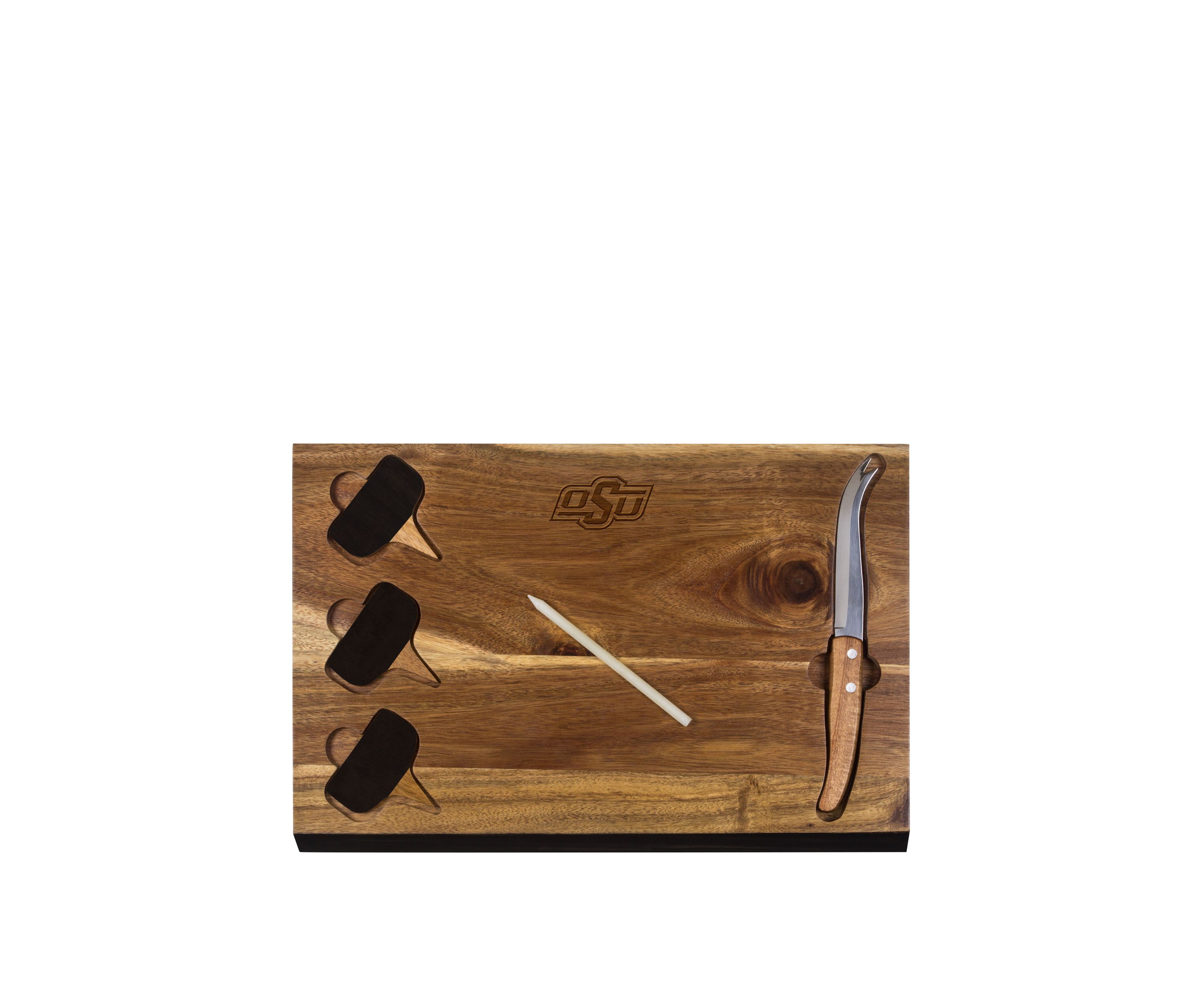 NCAA Oklahoma State Cowboys Delio Acacia Cheese Cutting Board and Tools Set