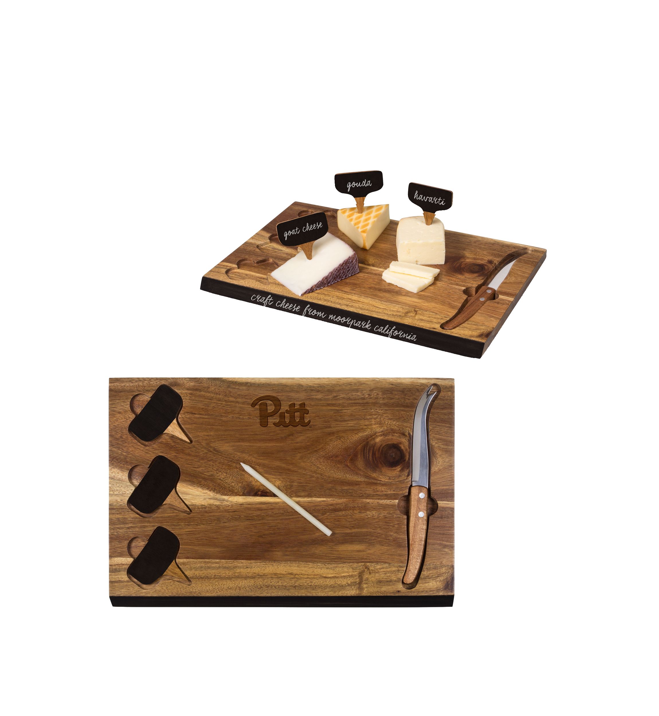 NCAA Pittsburgh Panthers Delio Acacia Cheese Cutting Board and Tools Set