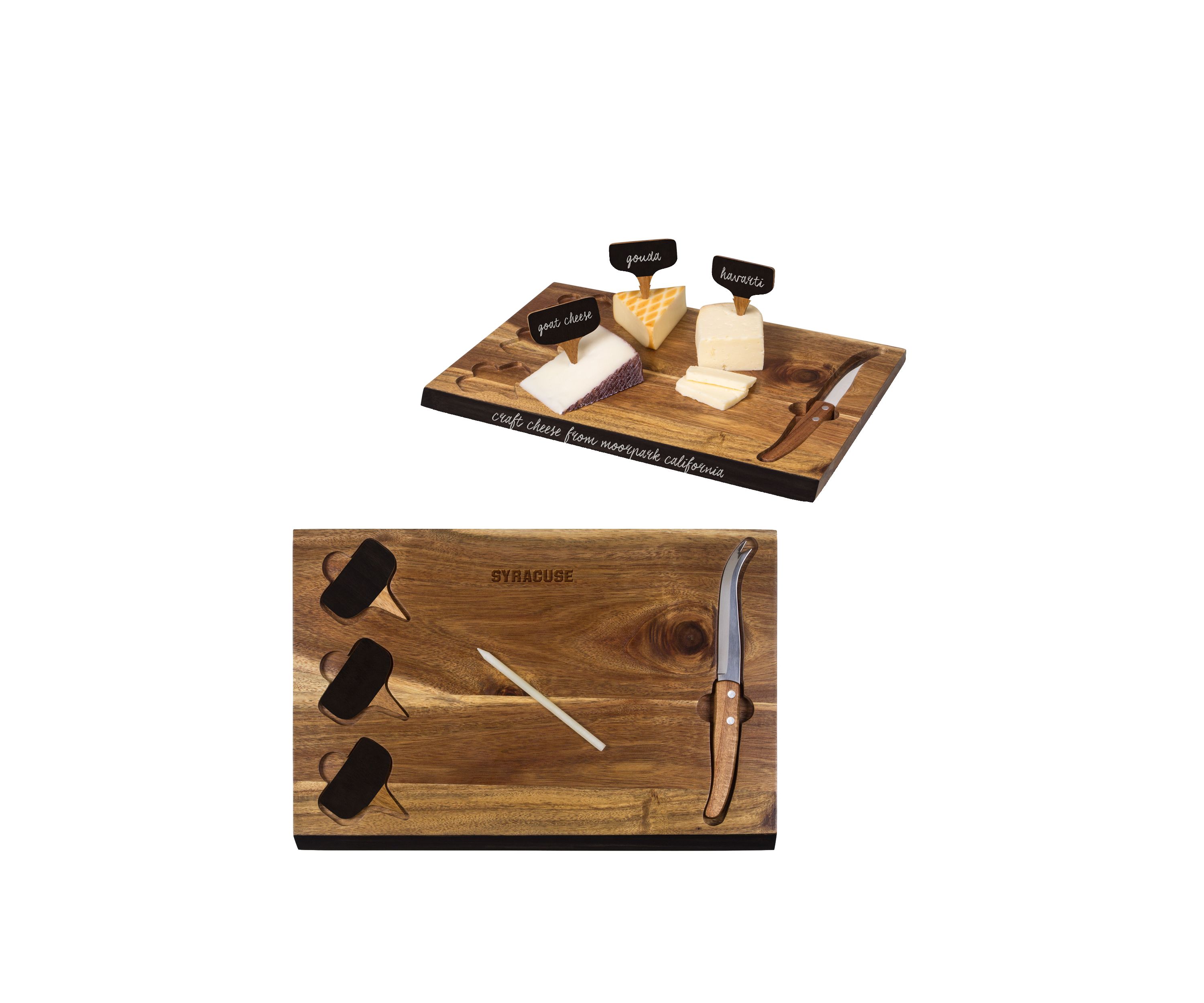 NCAA Syracuse Orange Delio Acacia Cheese Cutting Board and Tools Set