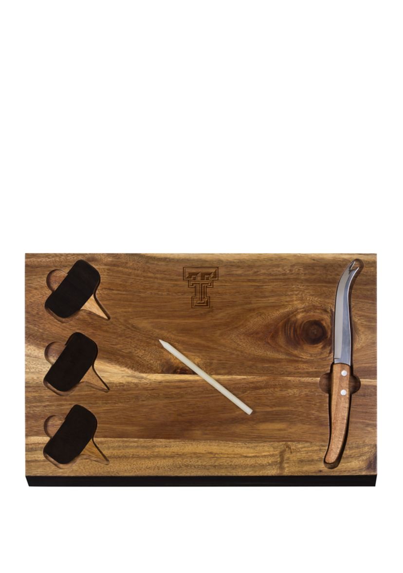 NCAA Texas Tech Red Raiders Delio Acacia Cheese Cutting Board and Tools Set