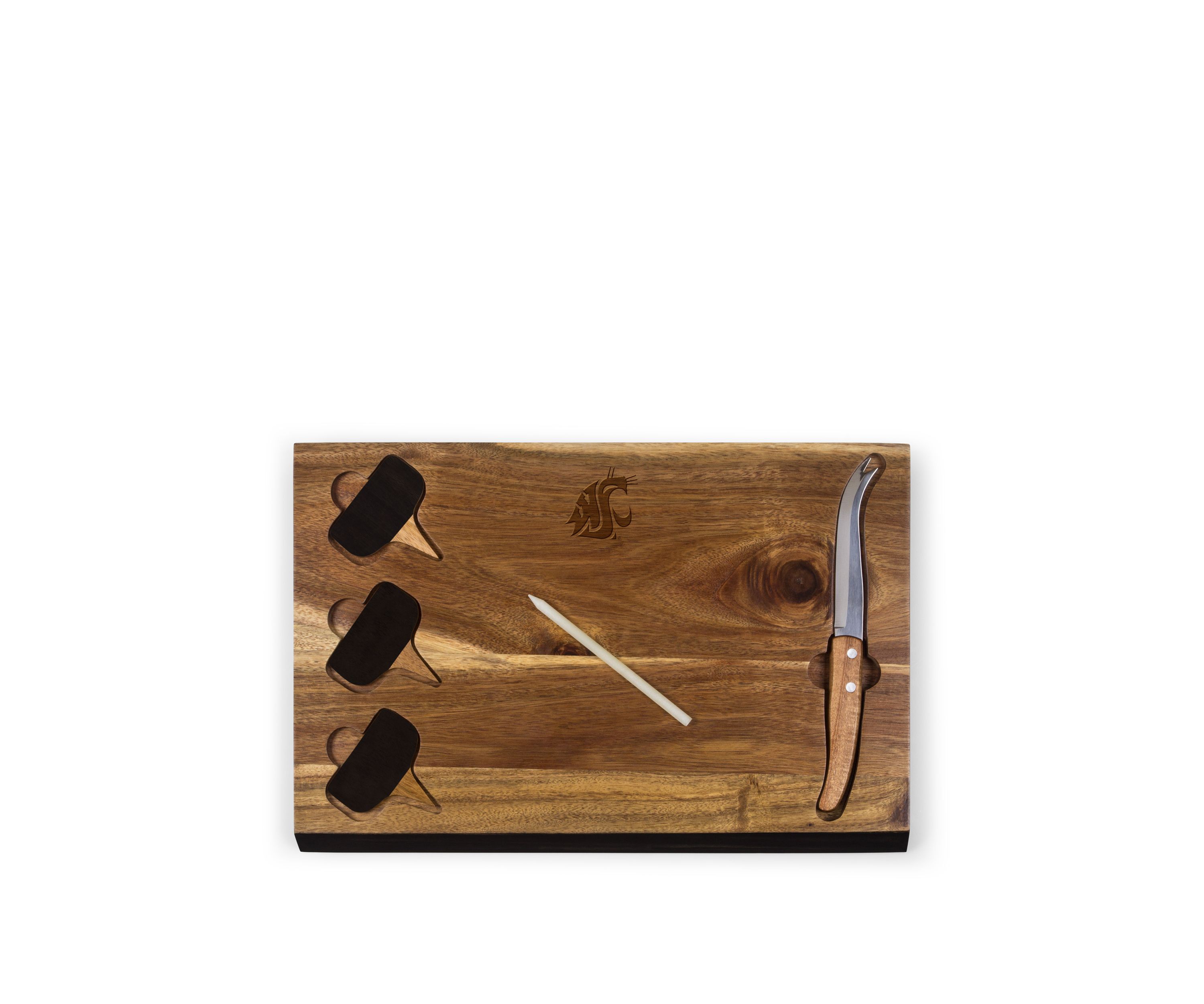 NCAA Washington State Cougars Delio Acacia Cheese Cutting Board and Tools Set