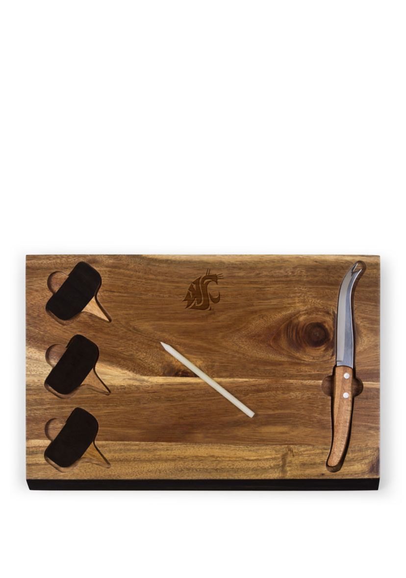 NCAA Washington State Cougars Delio Acacia Cheese Cutting Board and Tools Set