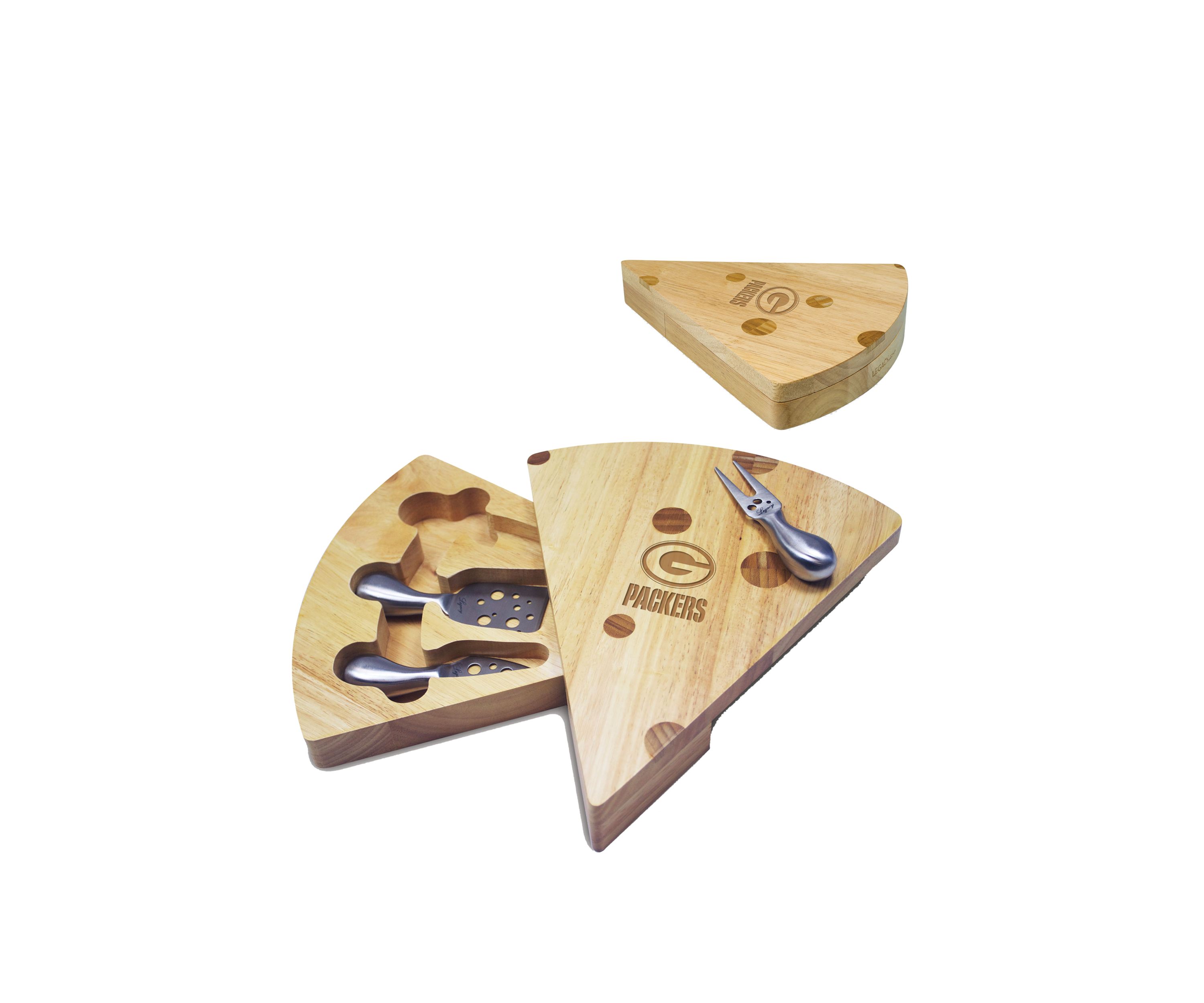 NFL Green Bay Packers Swiss Cheese Cutting Board and Tools Set