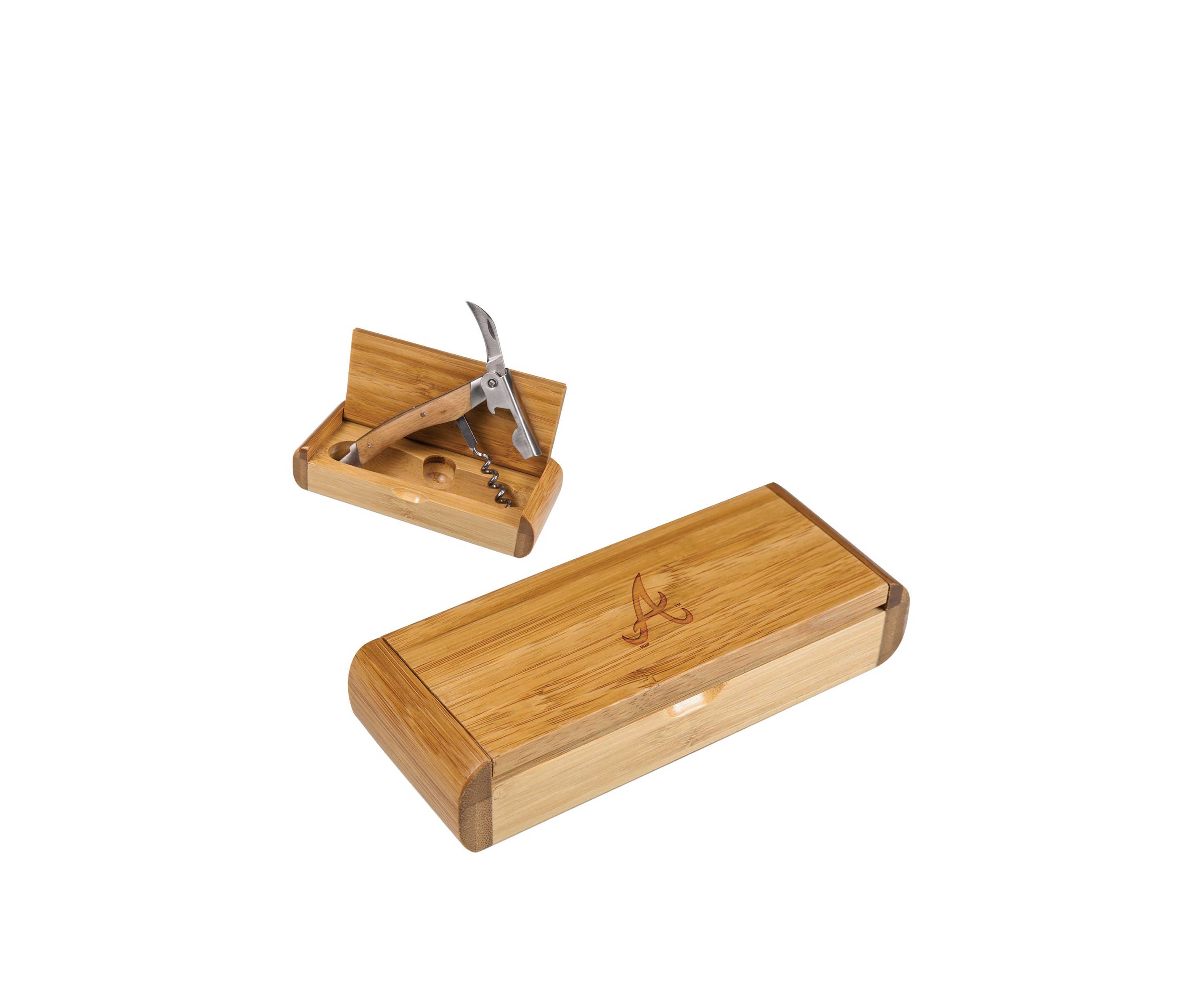 MLB Atlanta Braves Elan Deluxe Corkscrew In Bamboo Box