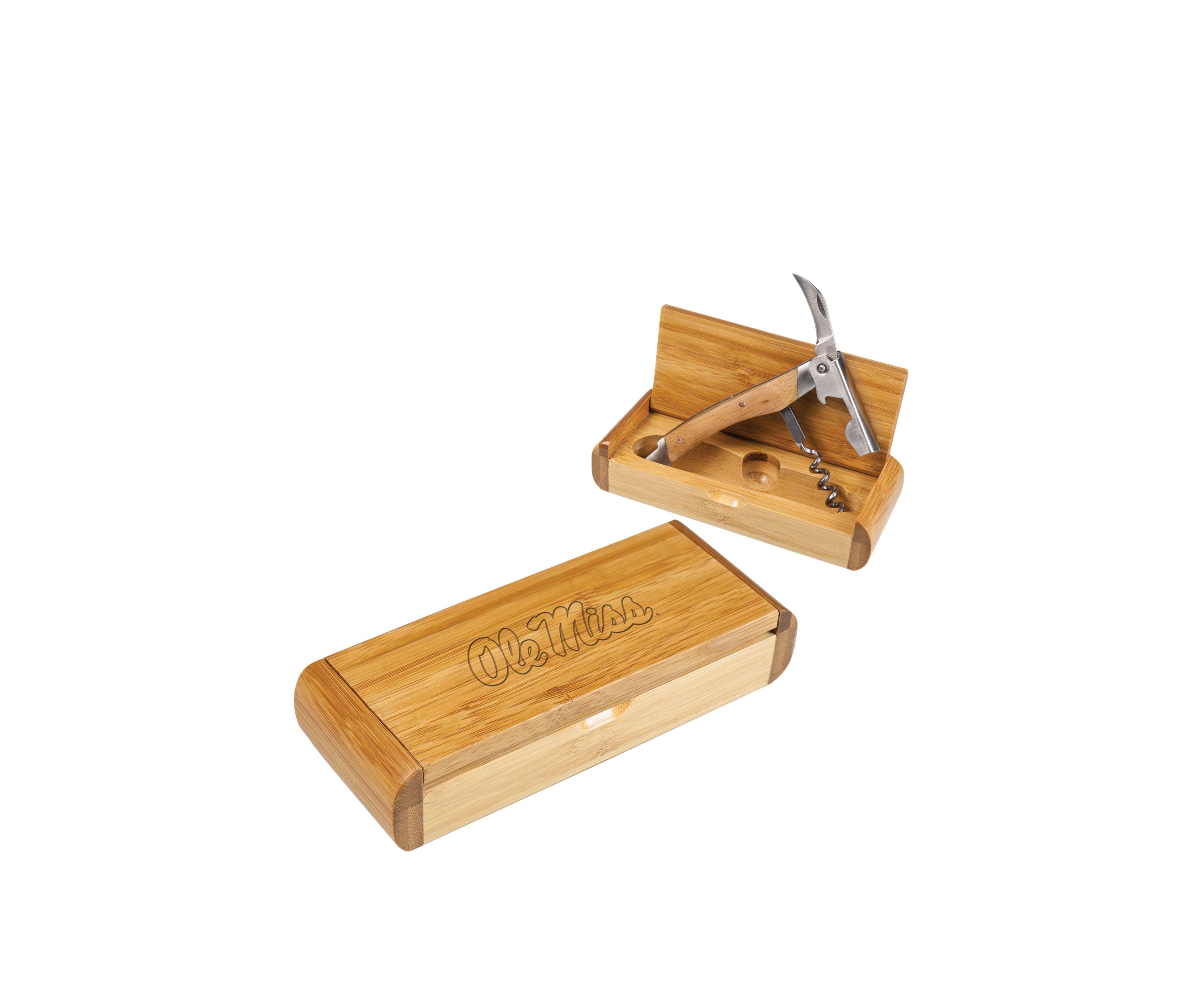 NCAA Ole Miss Rebels Elan Deluxe Corkscrew in Bamboo Box