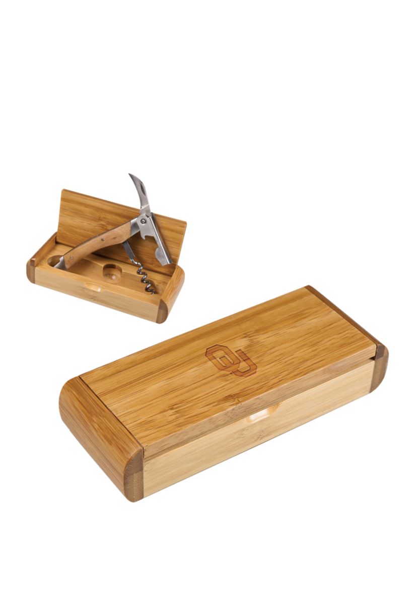 NCAA Oklahoma Sooners Elan Deluxe Corkscrew in Bamboo Box