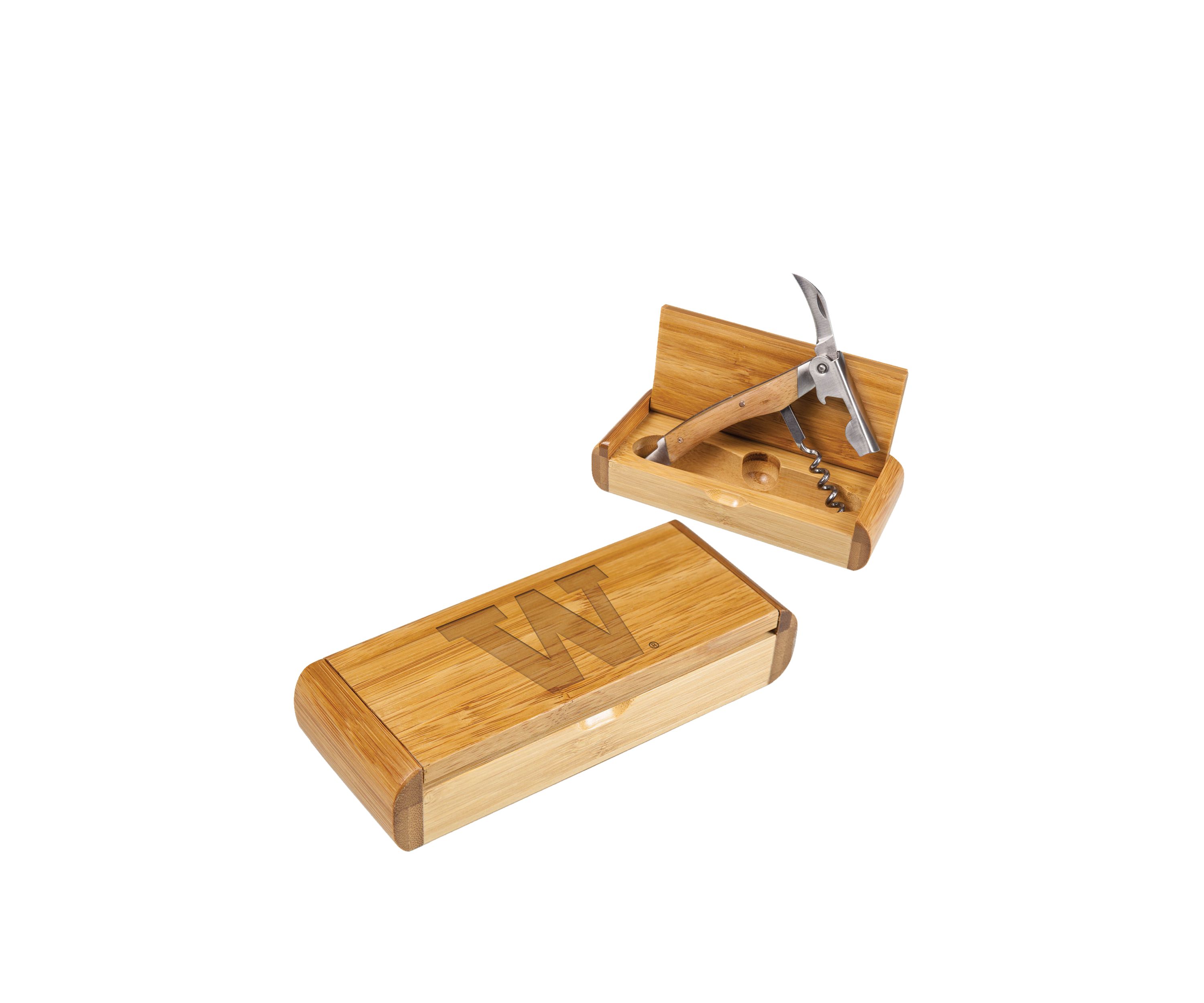 NCAA Washington Huskies Elan Deluxe Corkscrew in Bamboo Box