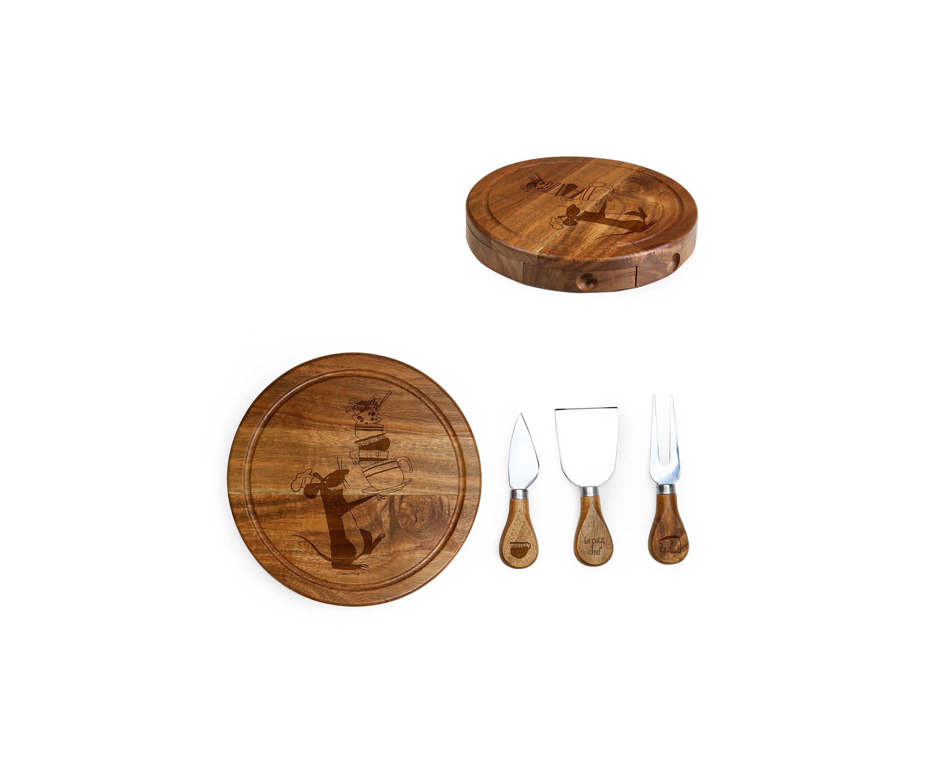 Ratatouille Acacia Brie Cheese Board and Tools Set