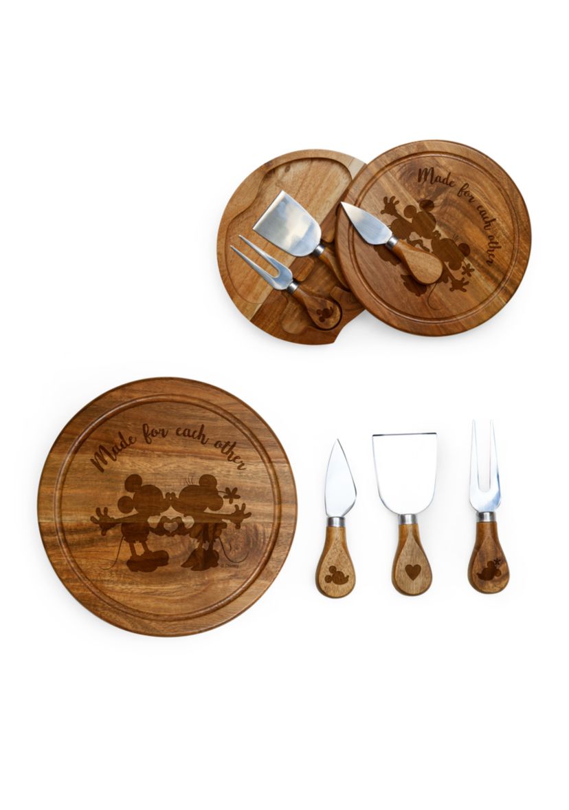 Mickey and Minnie Mouse - Acacia Brie Cheese Board and Tools Set