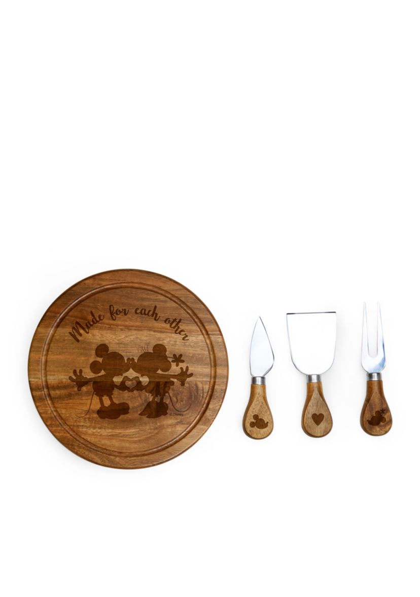 Mickey and Minnie Mouse - Acacia Brie Cheese Board and Tools Set
