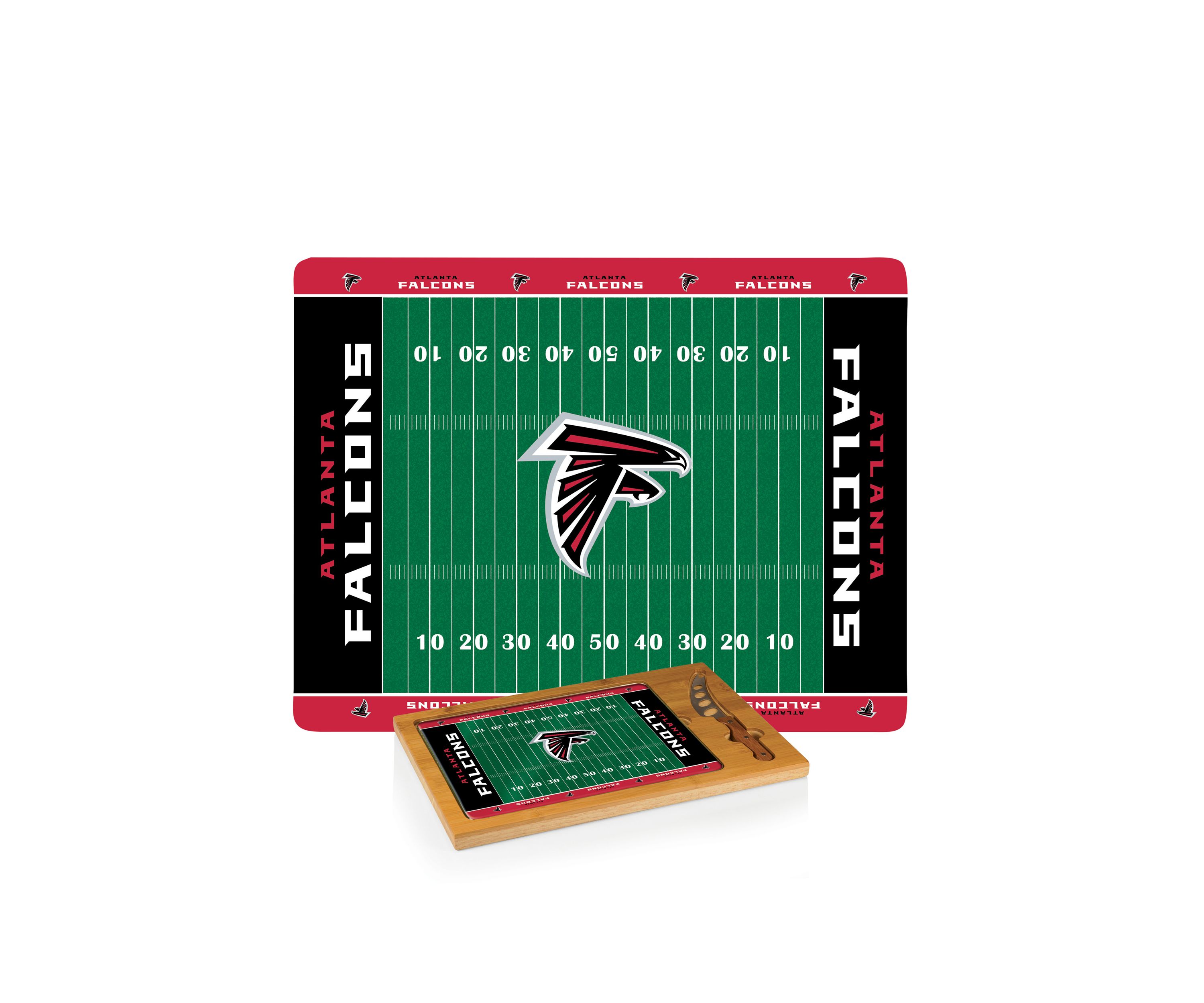 NFL Atlanta Falcons Icon Glass Top Cutting Board & Knife Set