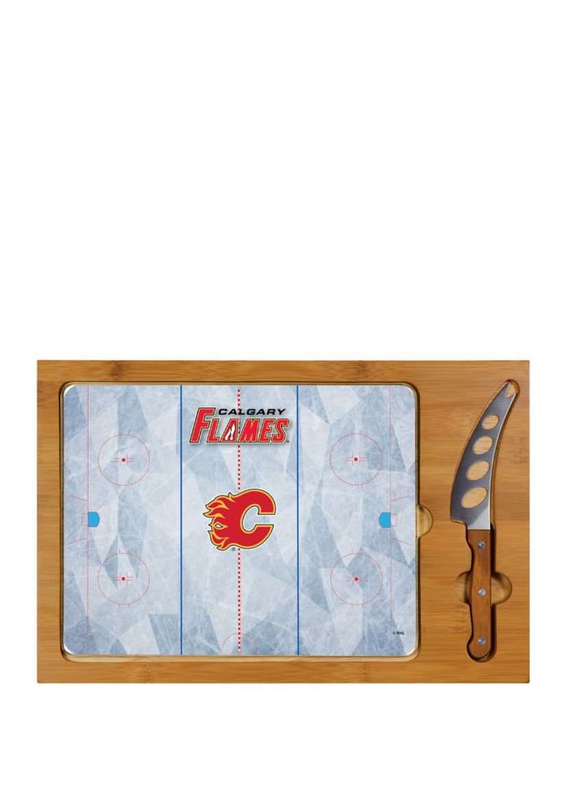 NHL Calgary Flames Icon Glass Top Cutting Board & Knife Set