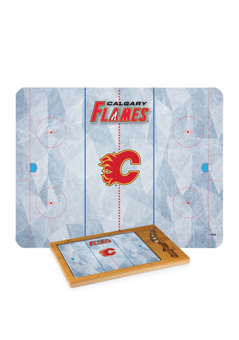 NHL Calgary Flames Icon Glass Top Cutting Board & Knife Set