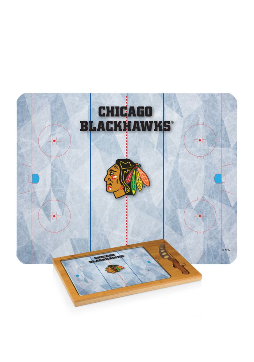 NHL Chicago Blackhawks Icon Glass Top Cutting Board & Knife Set