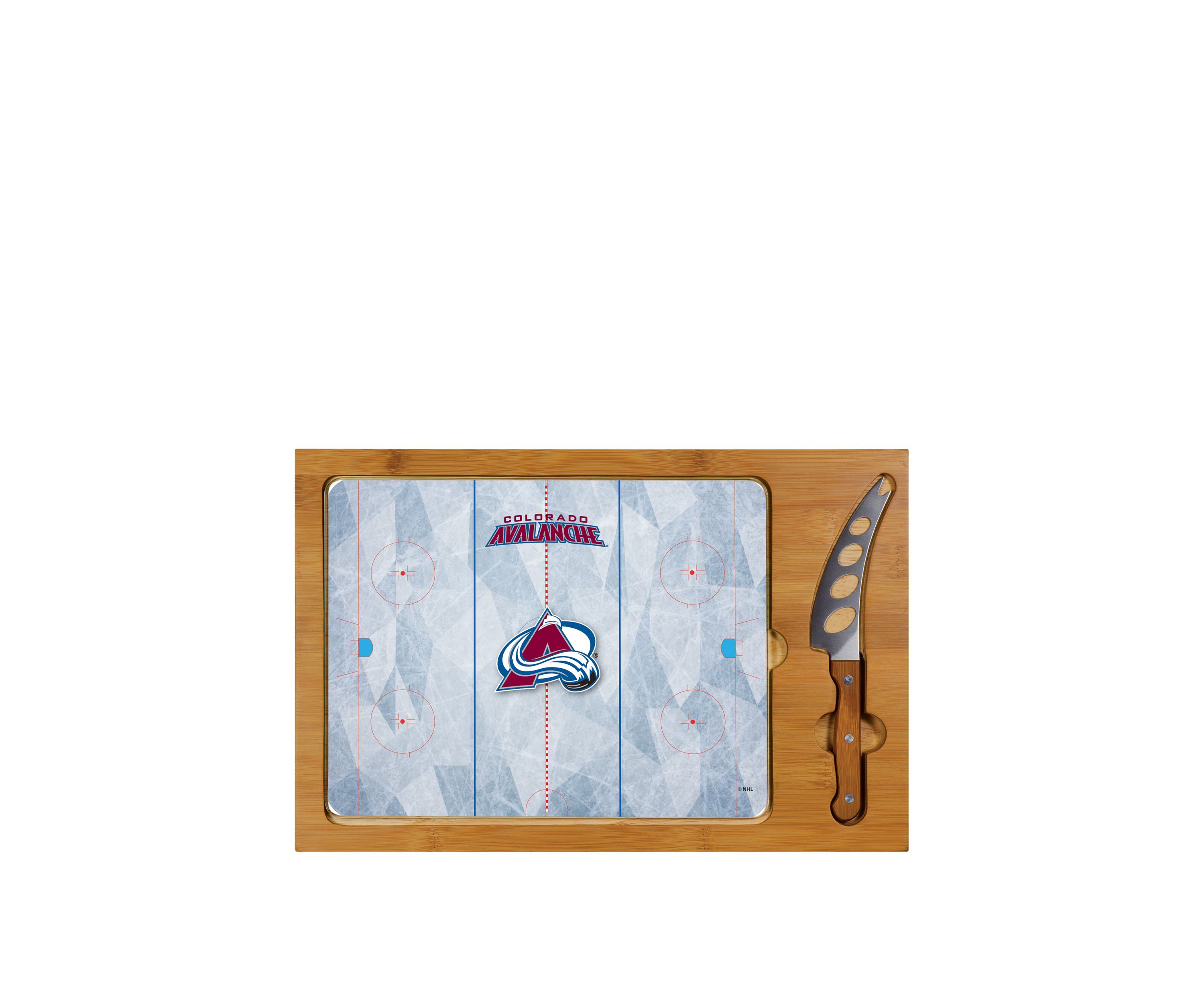 NHL Colorado Avalanche Icon Glass Top Cutting Board & Knife Set