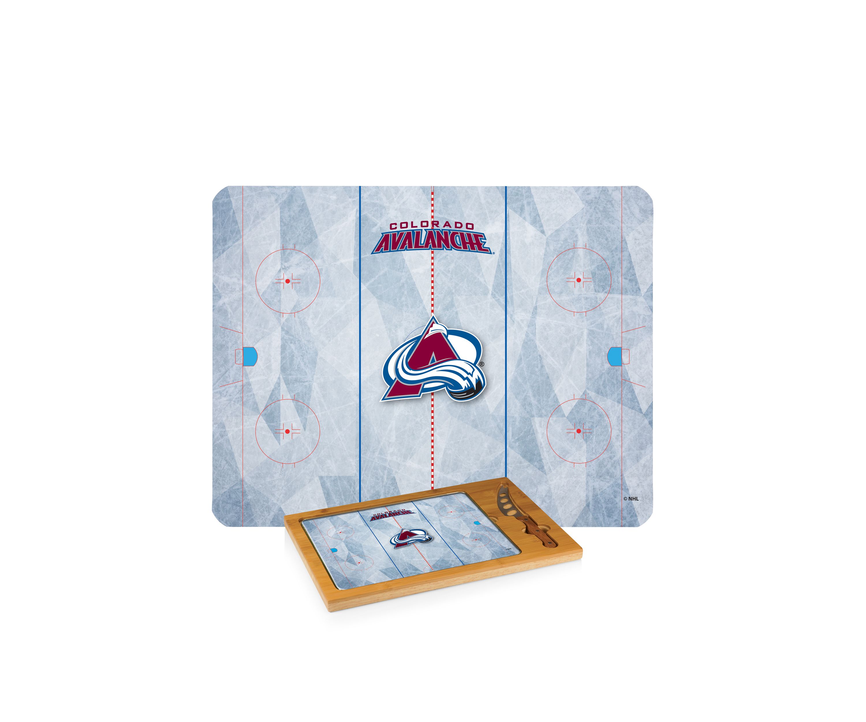 NHL Colorado Avalanche Icon Glass Top Cutting Board & Knife Set