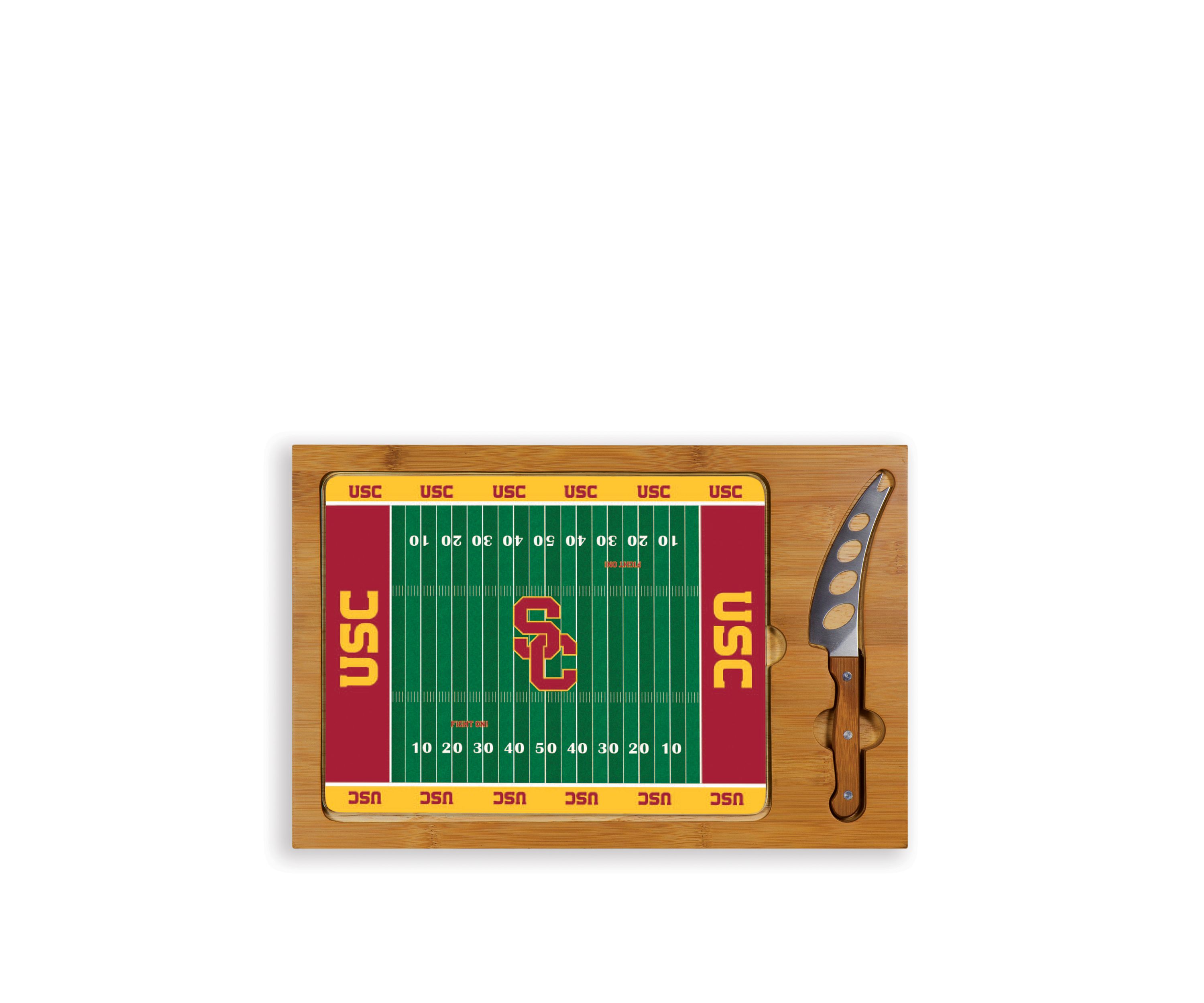 NCAA USC Trojans Icon Glass Top Cutting Board & Knife Set