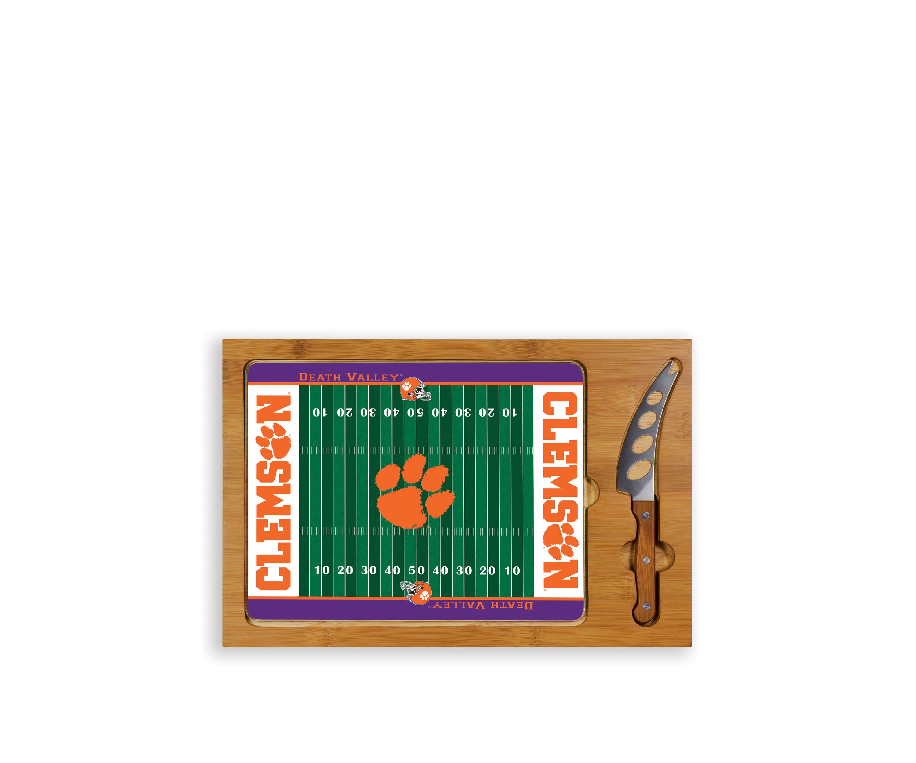 NCAA Clemson Tigers Icon Glass Top Cutting Board & Knife Set