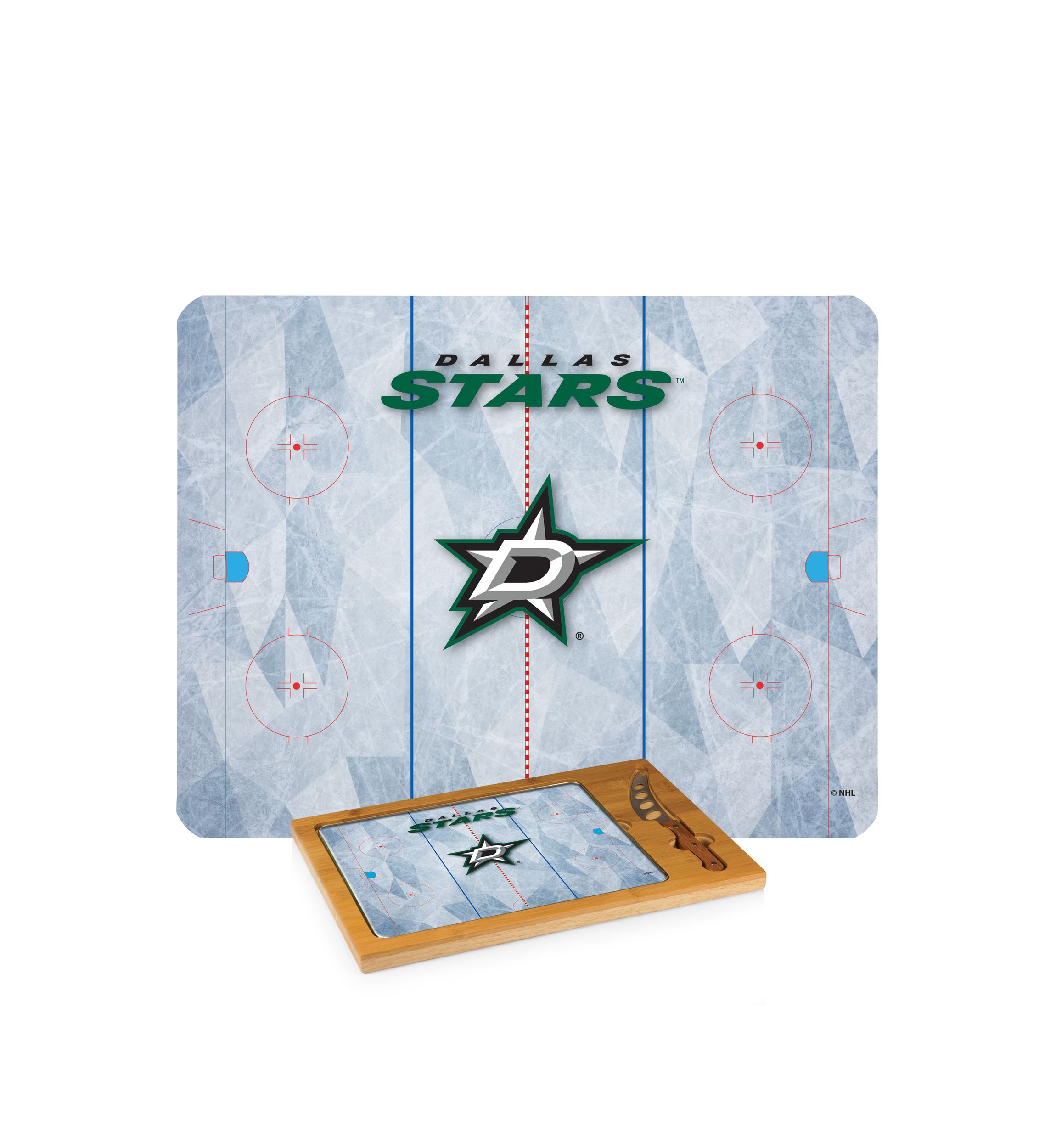 NHL Dallas Stars Icon Glass Top Cutting Board & Knife Set