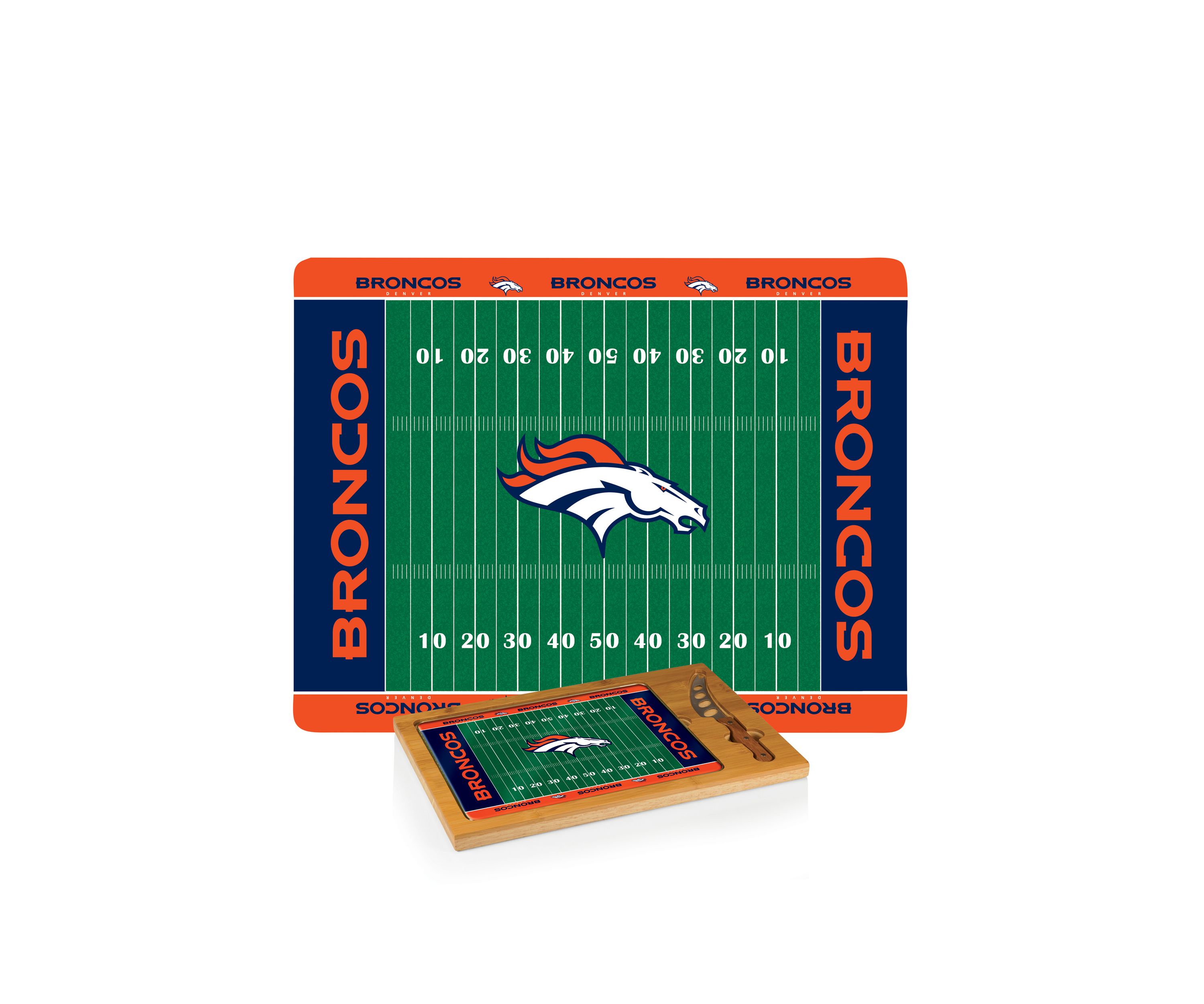 NFL Denver Broncos Icon Glass Top Cutting Board & Knife Set