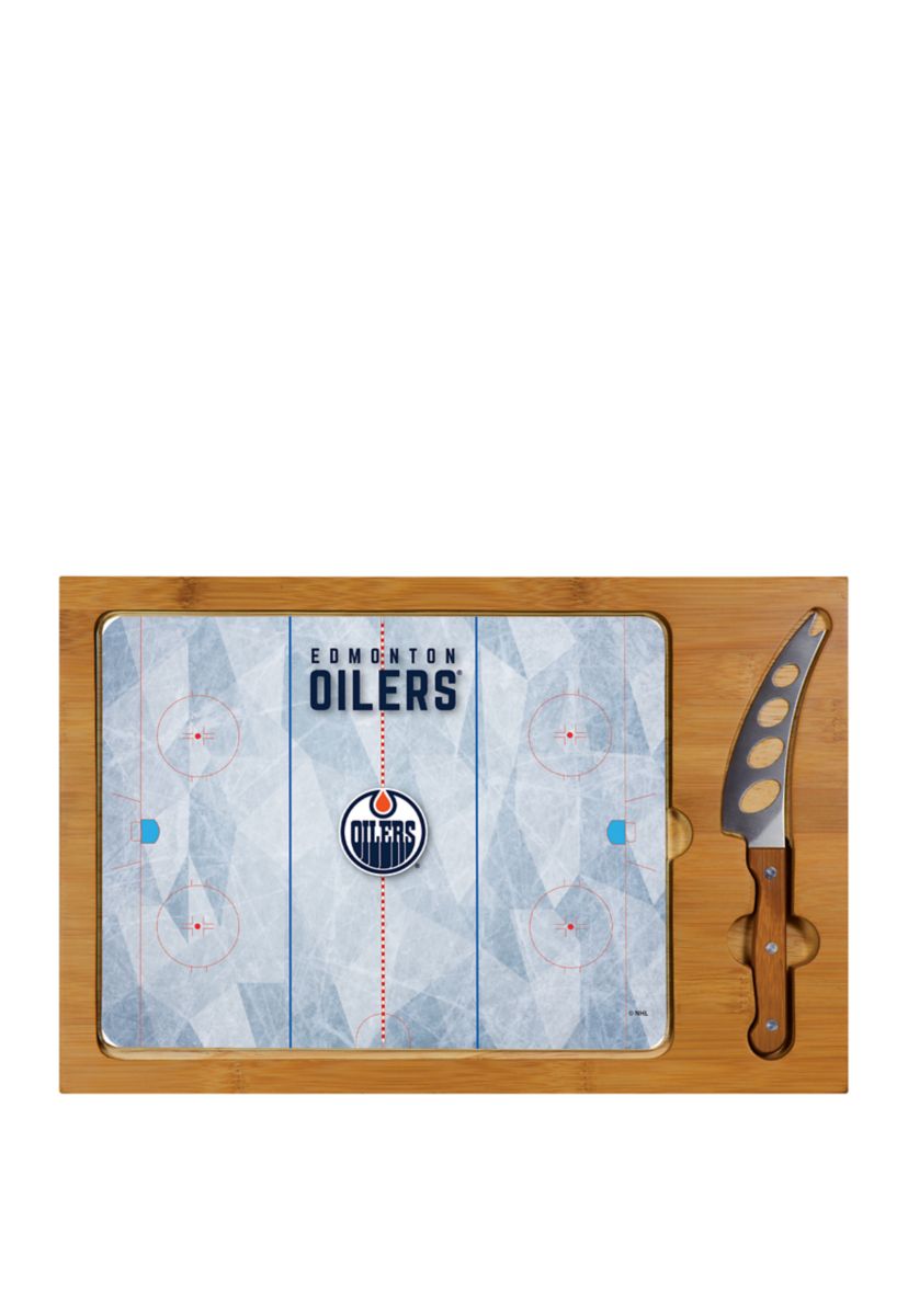 NHL Edmonton Oilers Icon Glass Top Cutting Board & Knife Set