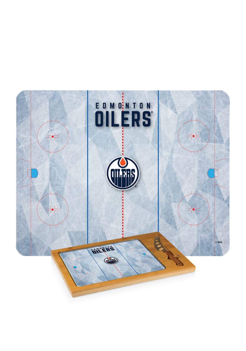 NHL Edmonton Oilers Icon Glass Top Cutting Board & Knife Set