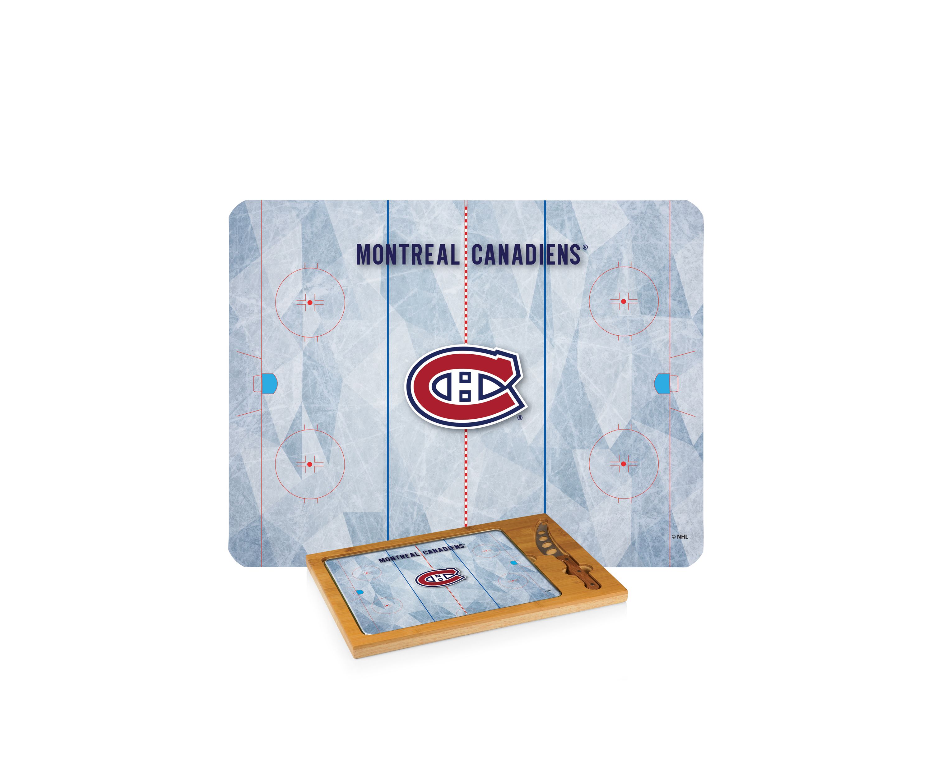 NHL Montreal Canadiens Icon Glass Top Cutting Board & Knife Set