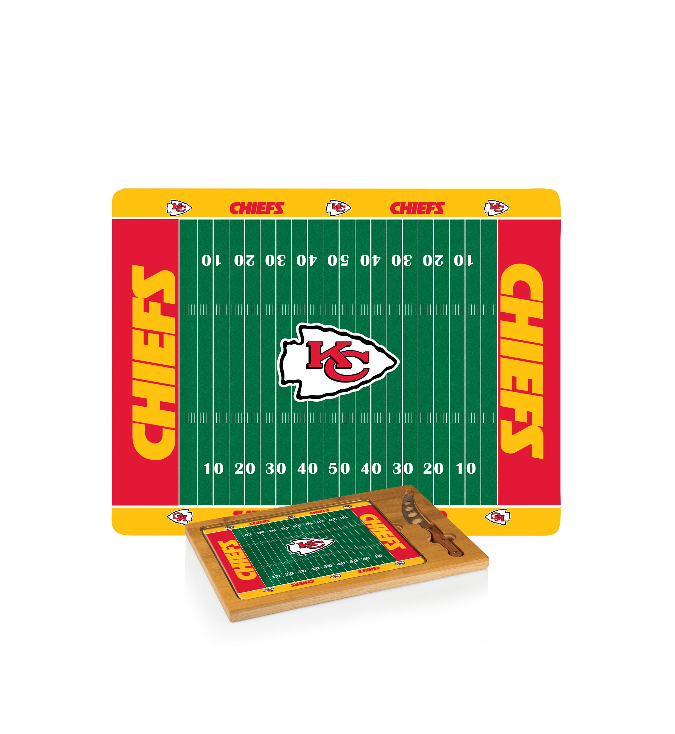 NFL Kansas City Chiefs Icon Glass Top Cutting Board & Knife Set