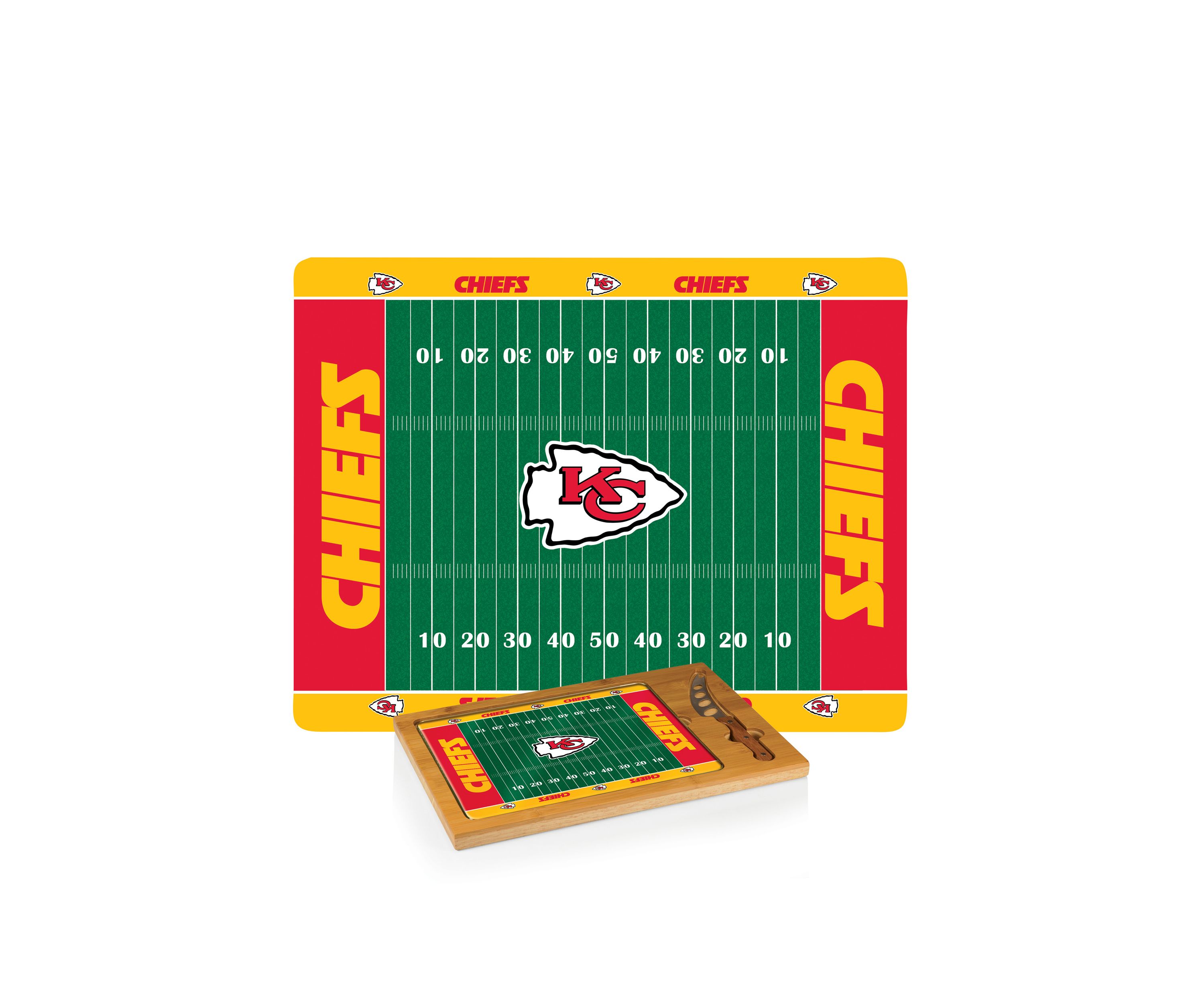 NFL Kansas City Chiefs Icon Glass Top Cutting Board & Knife Set